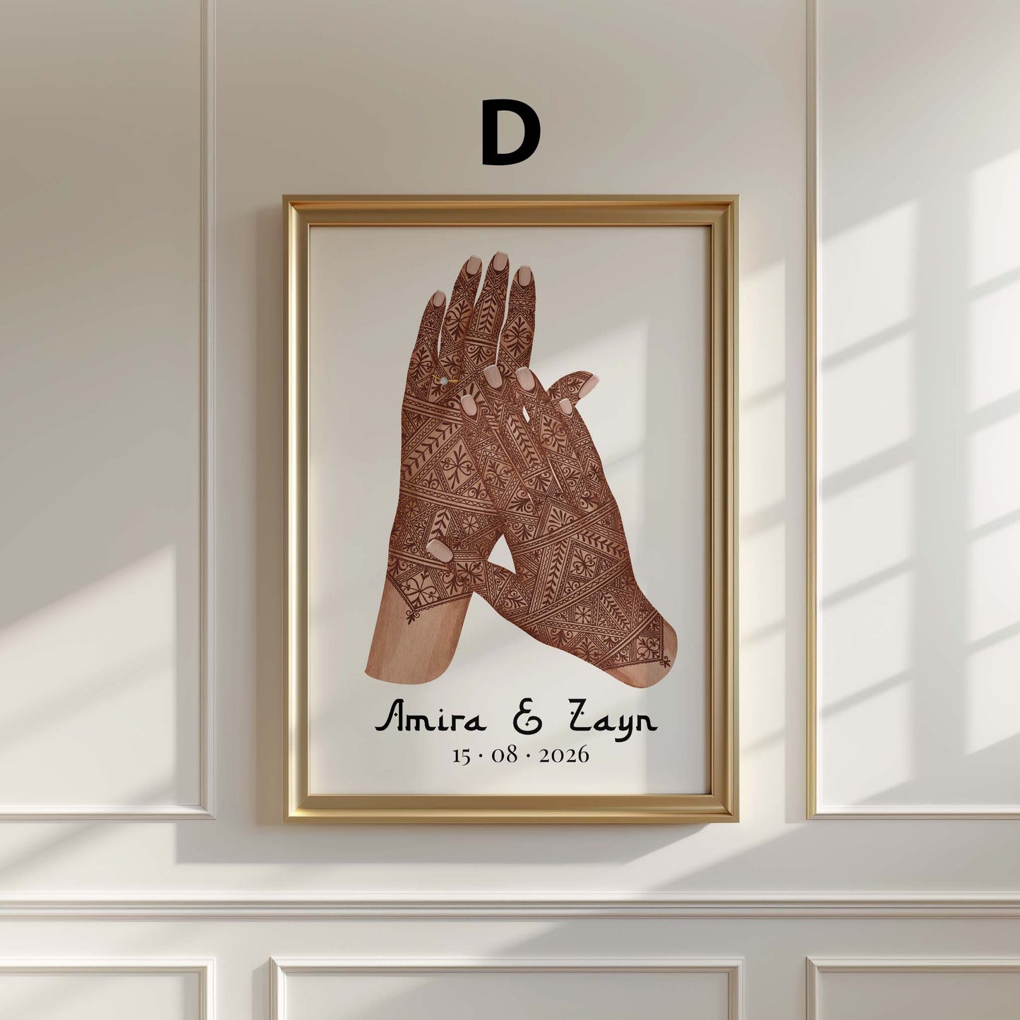 Hände Paar Hochzeit Poster · Geschenkidee · Personalisierte Namen Datum · Liebe Verlobung Illustration · Print ohne Rahmen