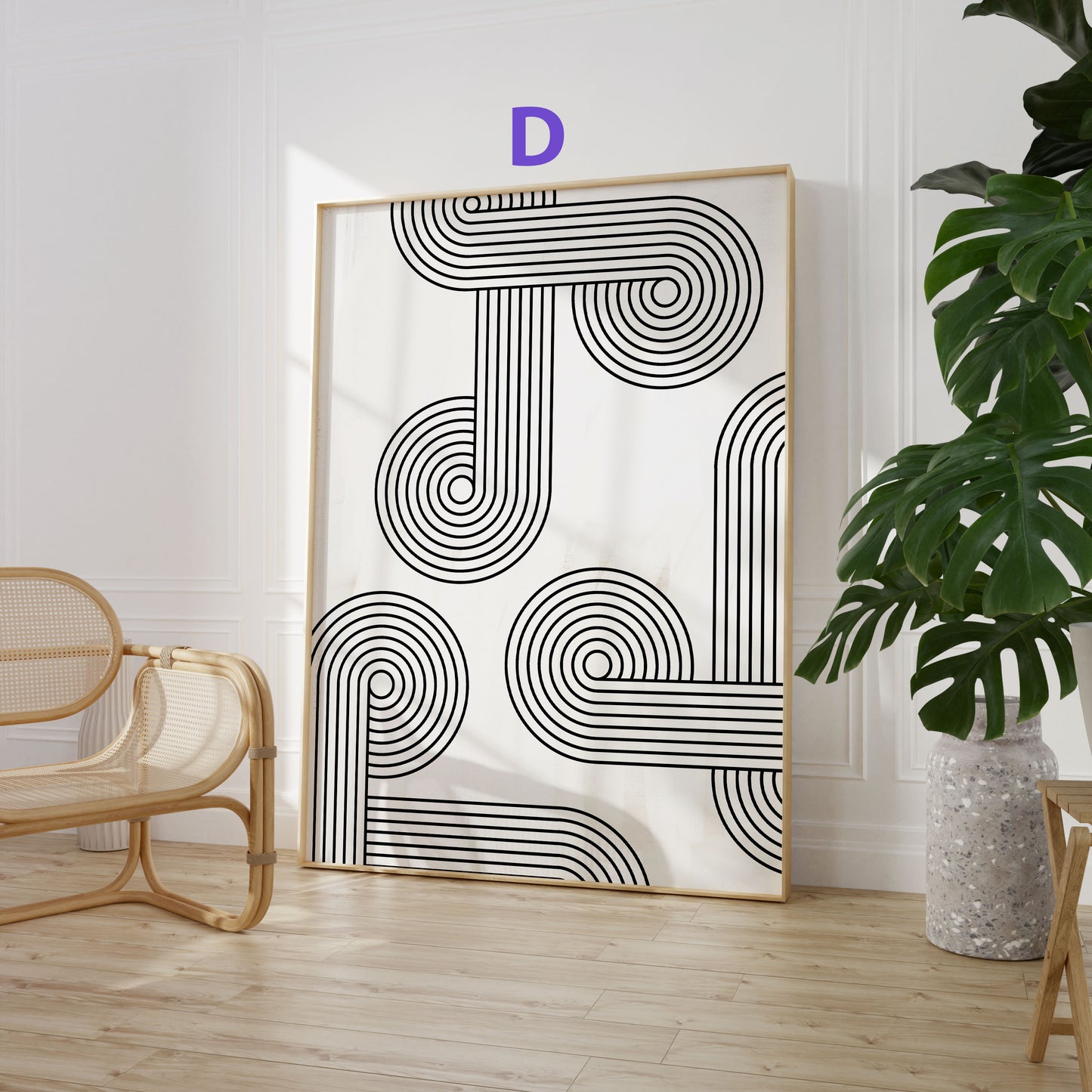 Abstrakte Linienkunst Poster · Geschenkidee · Minimalistische Schwarz-Weiß Geometrie und organische Formen · Dekoprint ohne Rahmen