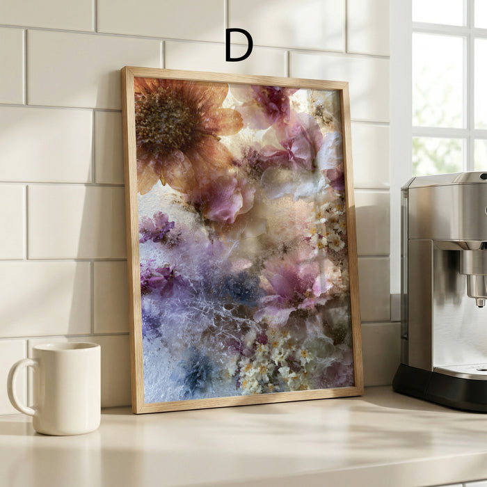 Geschenkidee · Blumen hinter beschlagenem Glas Poster Ästhetische Natur Fotografie · Dekoprint ohne Rahmen | JUSTGOODMOOD