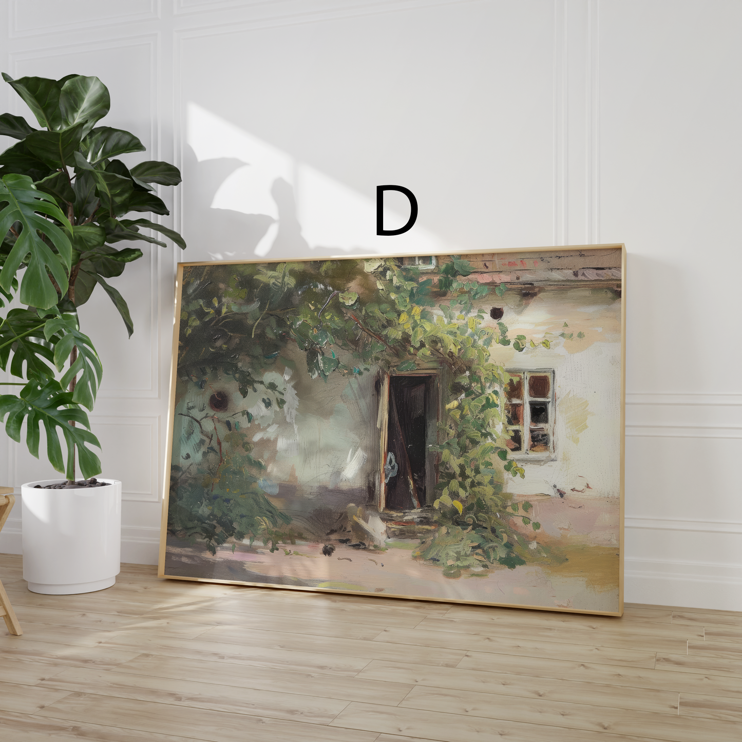 Moderne Landschaft Poster · Geschenkidee · Weiße Blüten Alpen Flieder Französische Straßenszene · Dekoprint ohne Rahmen