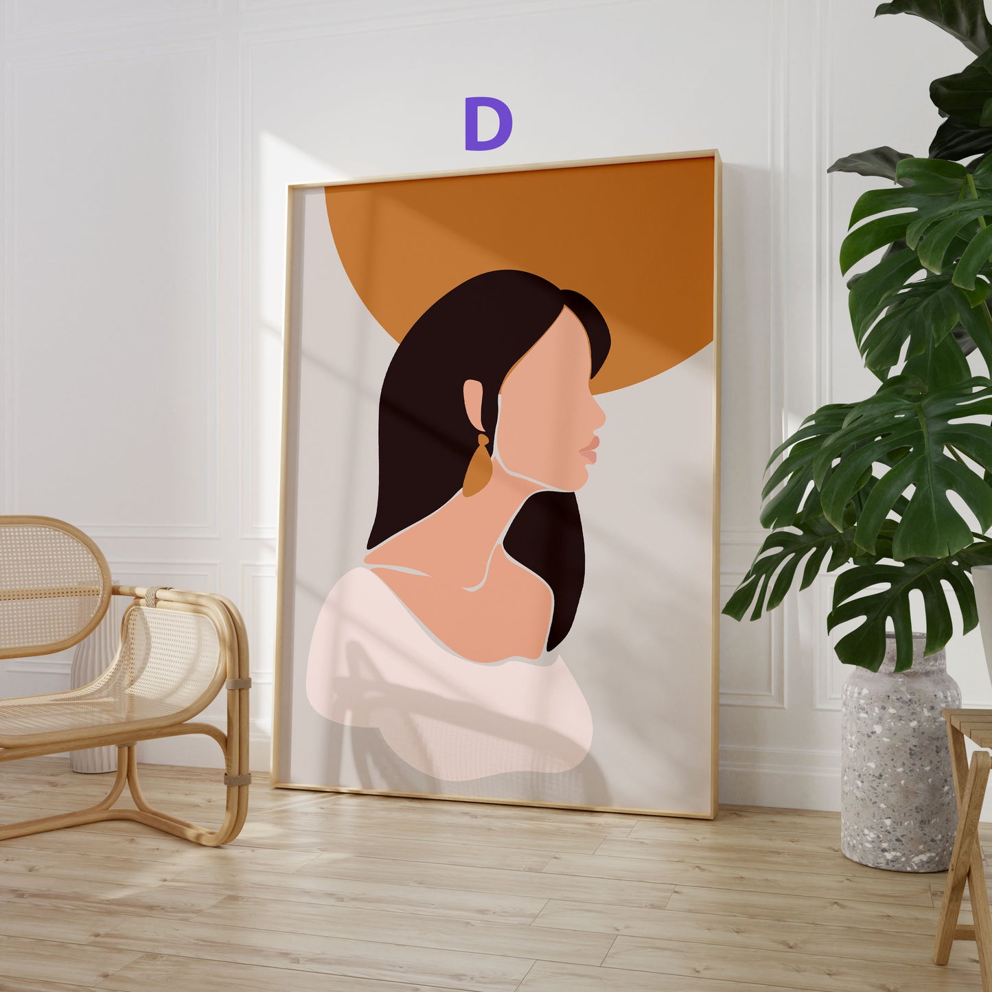 Boho Frauen Poster · Geschenkidee · Terrakotta, Minimalistische Figuren und Abstrakte Formen · Dekoprint ohne Rahmen