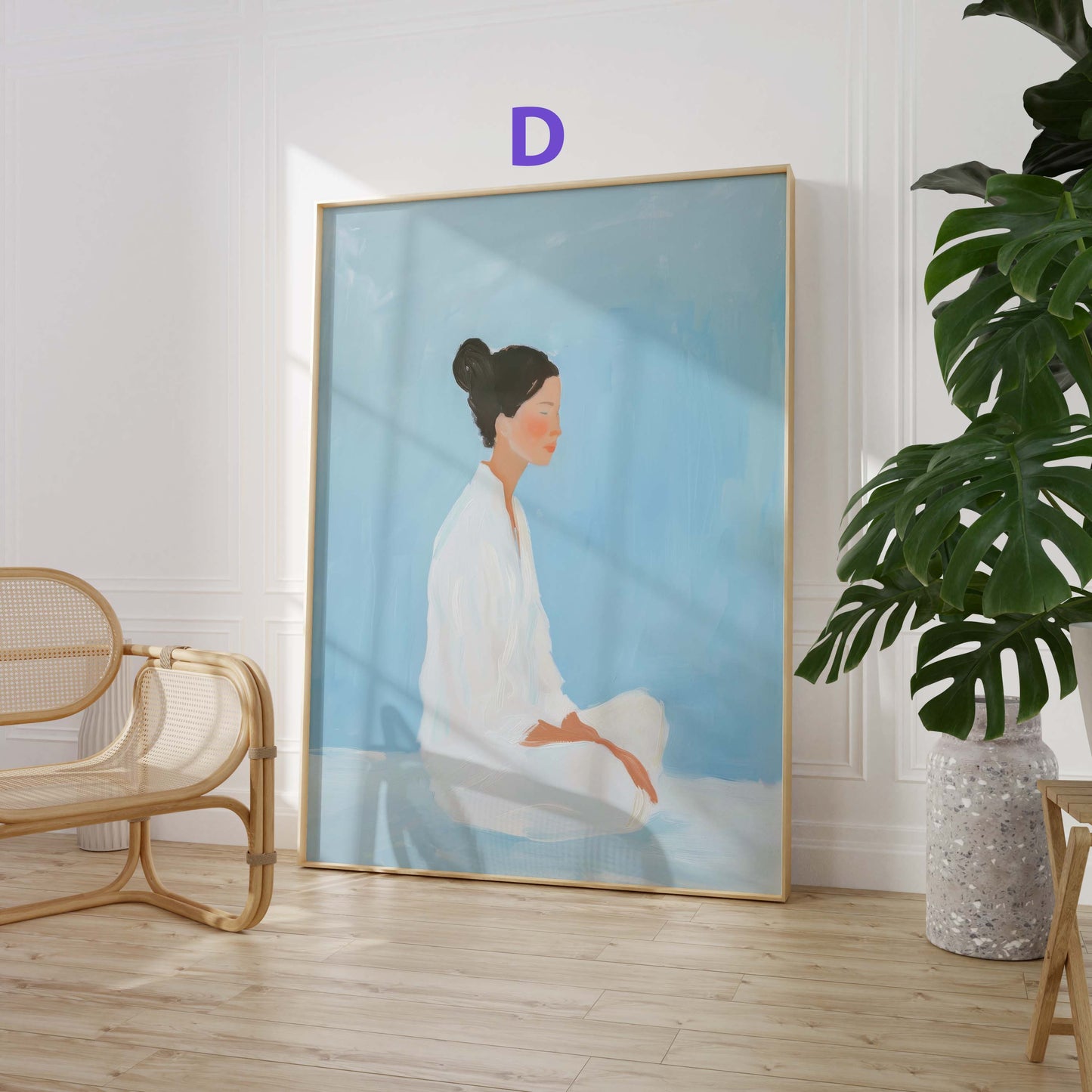 Mediterrane Kunst Poster · Geschenkidee · Frauen Küste Mediterrane Landschaften achtsame Momente · Dekoprint ohne Rahmen