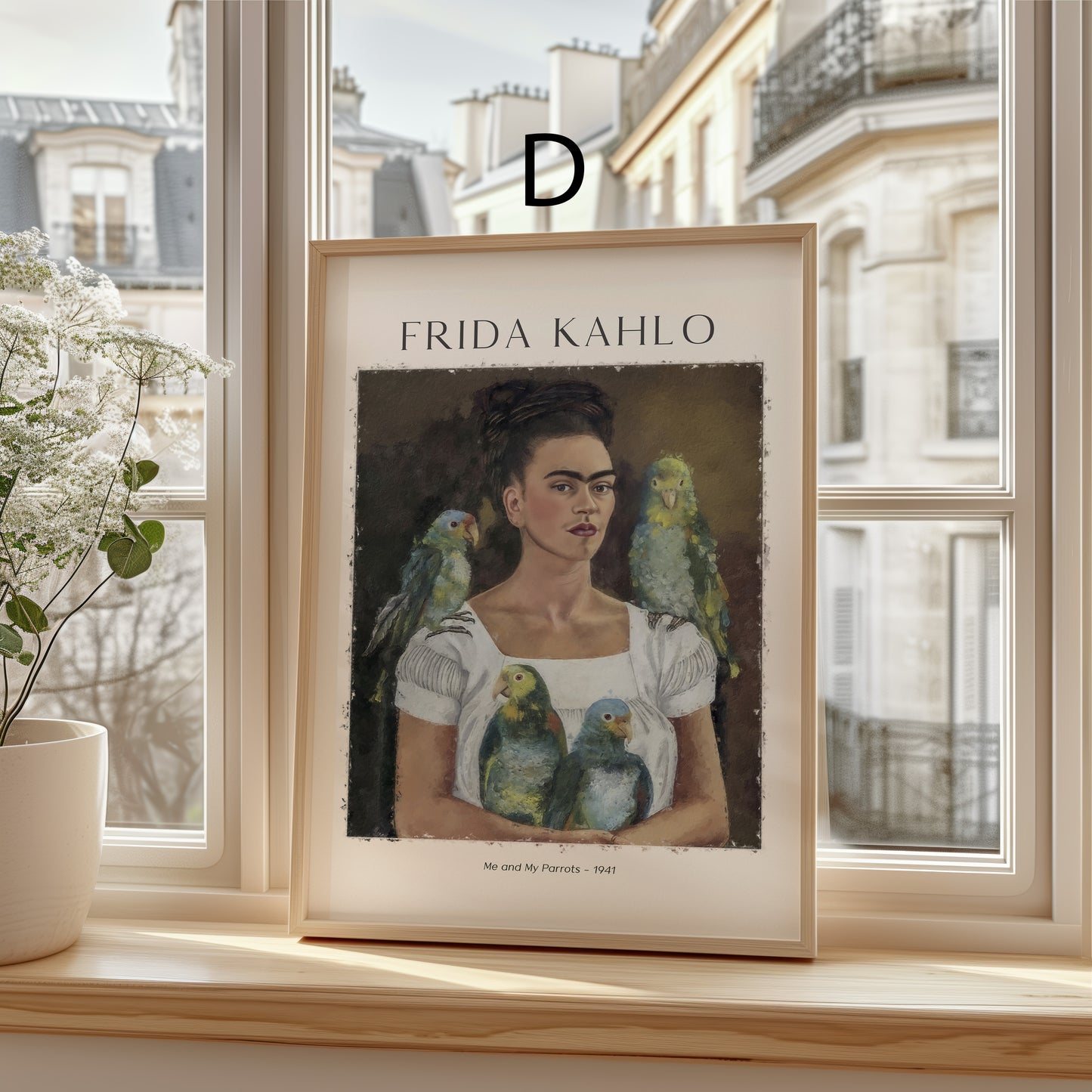 Frida Kahlo Kunst Poster · Geschenkidee · Selbstporträts Papageien Affen Mexikanische Ikonen · Dekoprint ohne Rahmen