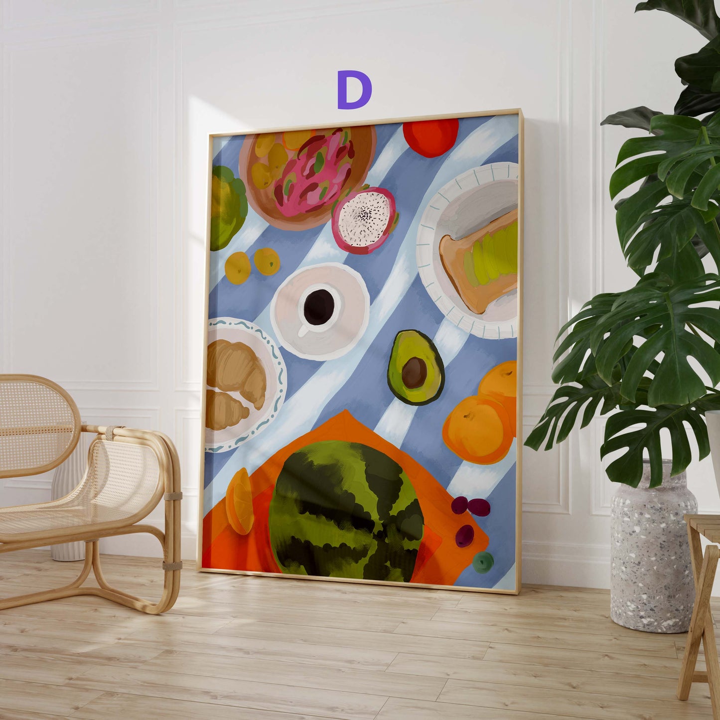 Obst Stillleben Poster · Geschenkidee · Früchte, Tomaten und Blumen in moderner Kunst · Dekoprint ohne Rahmen