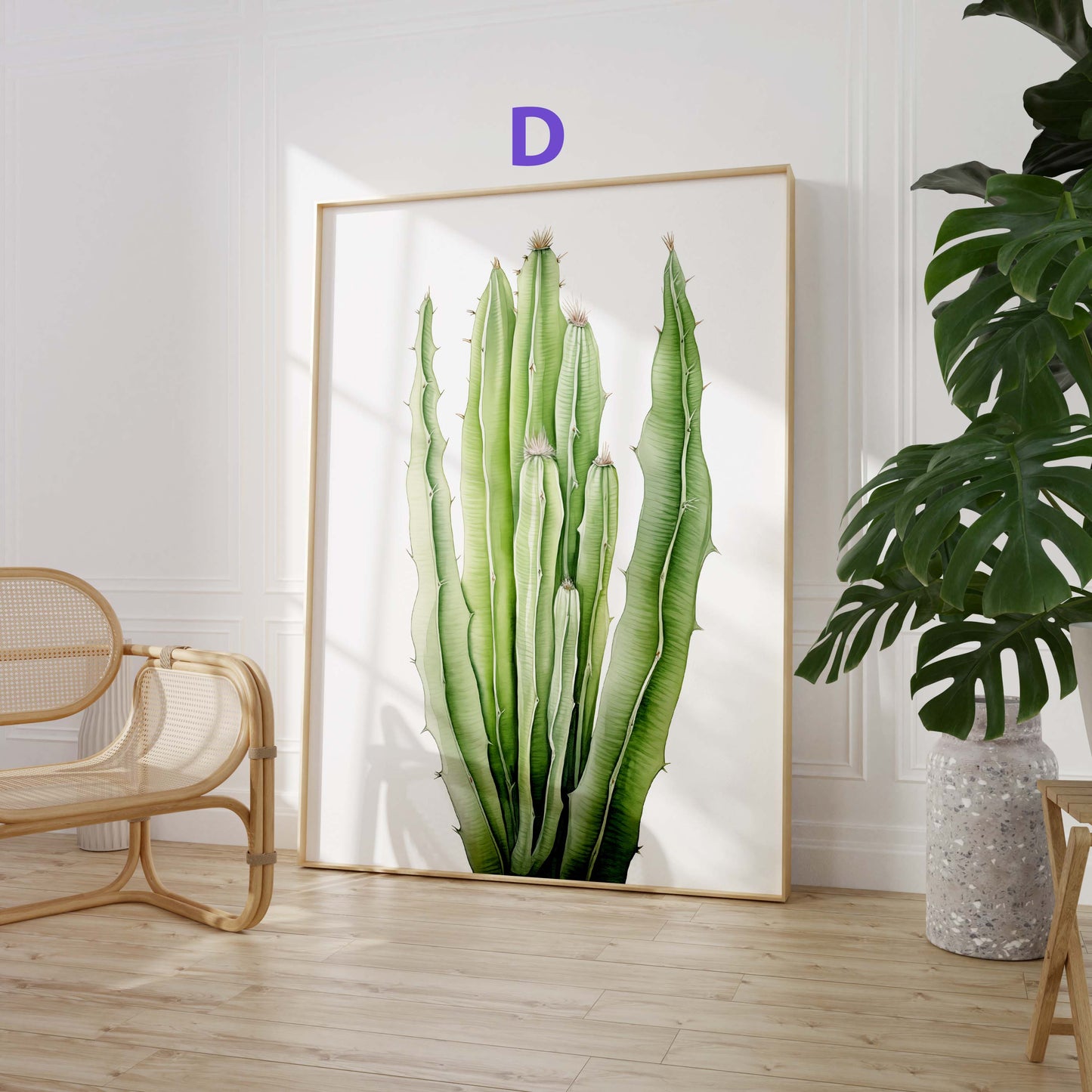 Botanik Poster · Geschenkidee · Monstera Kakteen und Tropische Pflanzen · Dekoprint ohne Rahmen