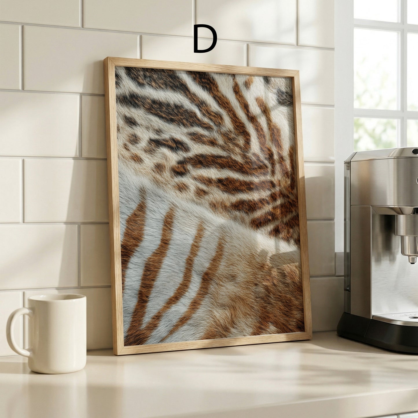 Tiermuster Poster · Geschenkidee · Klassische Raubkatzen Muster Leopard Pelz und Zebrastreifen Texturen · Dekoprint ohne Rahmen