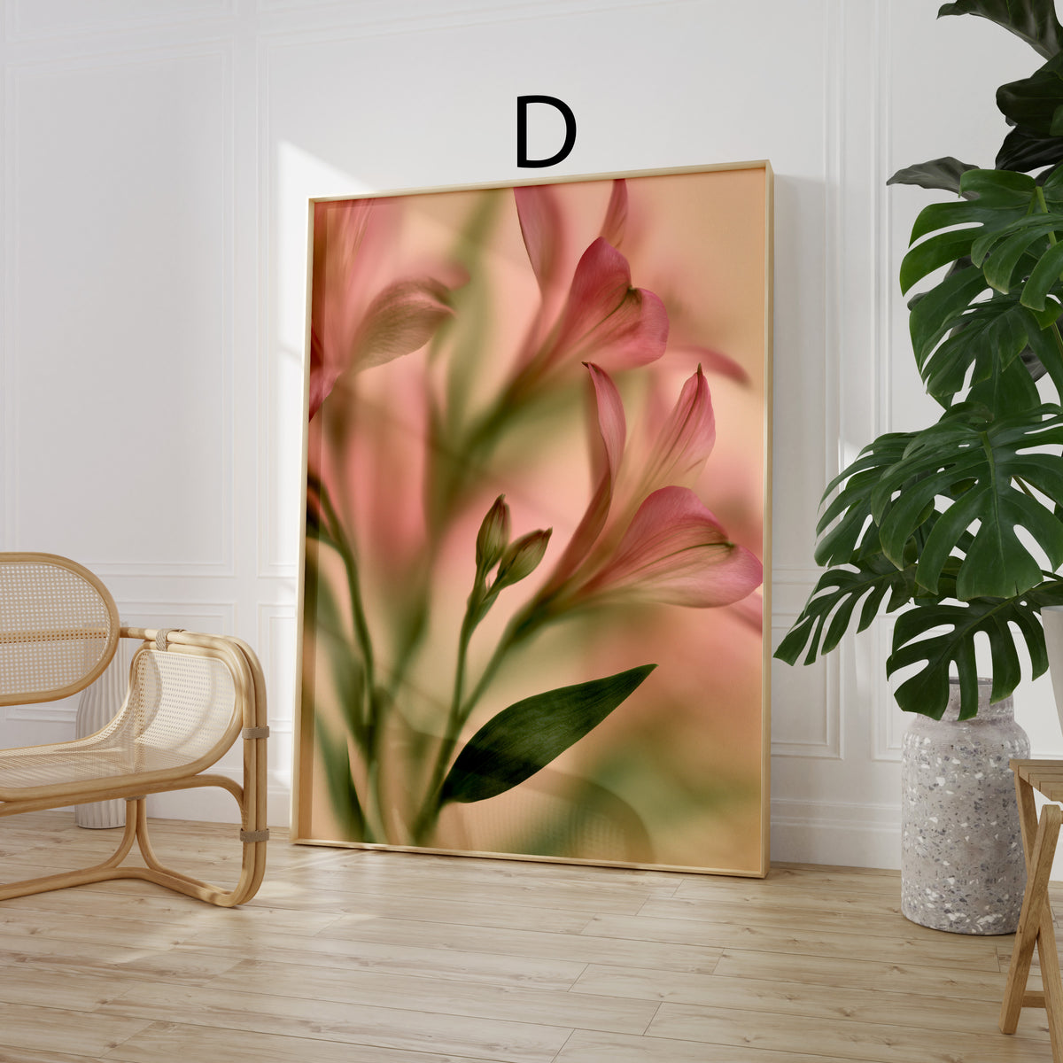 Blumen Poster · Blumen hinter Glas · Dekoprint ohne Rahmen