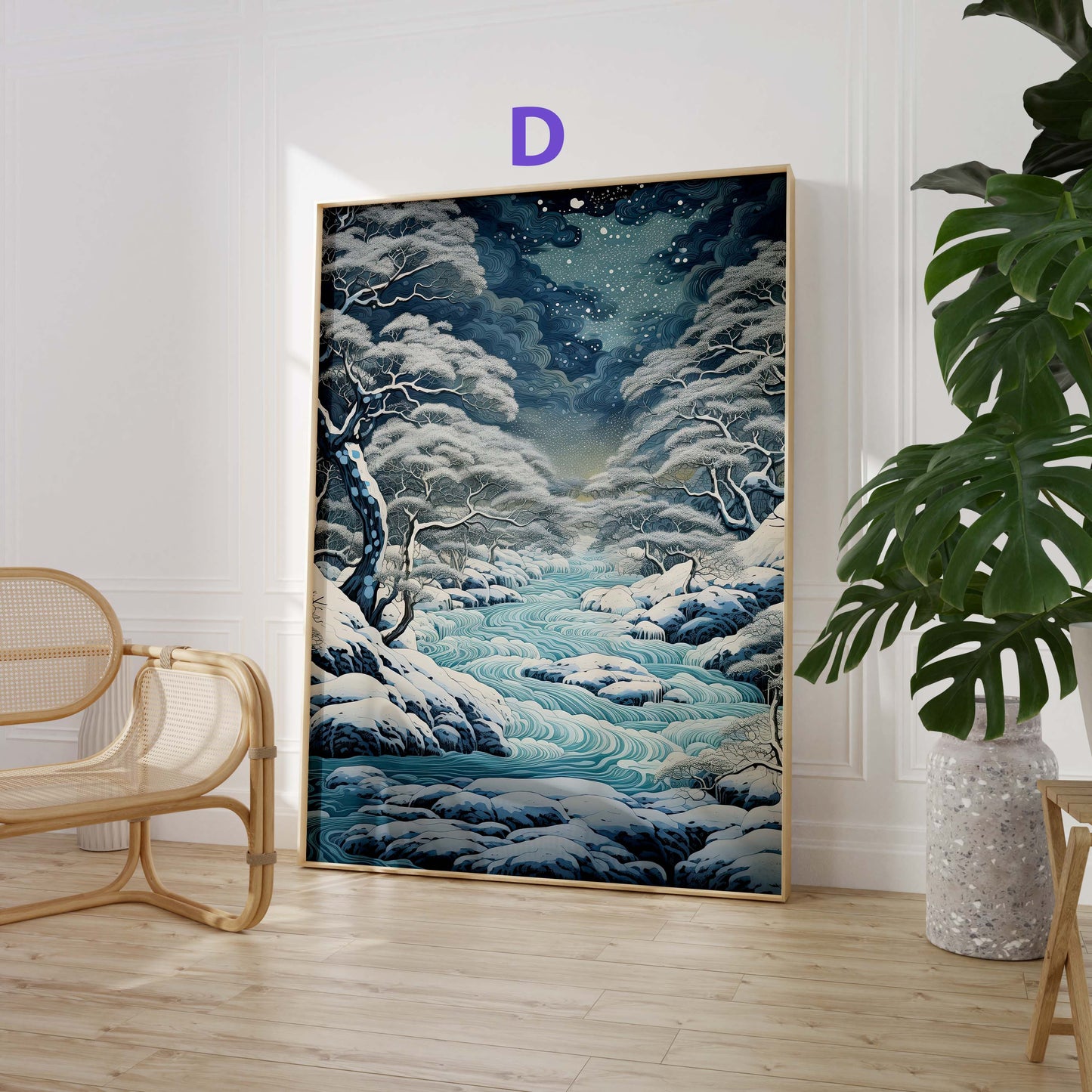 Japan Poster · Geschenkidee · Geisha Ukiyo-e Wellen und Zen Landschaft · Dekoprint ohne Rahmen