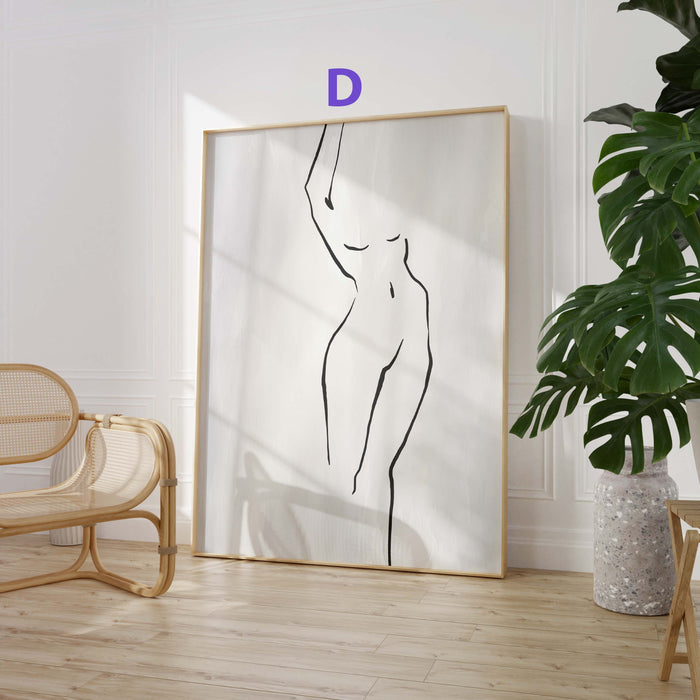 Linienkunst-Poster in Beige und Grau