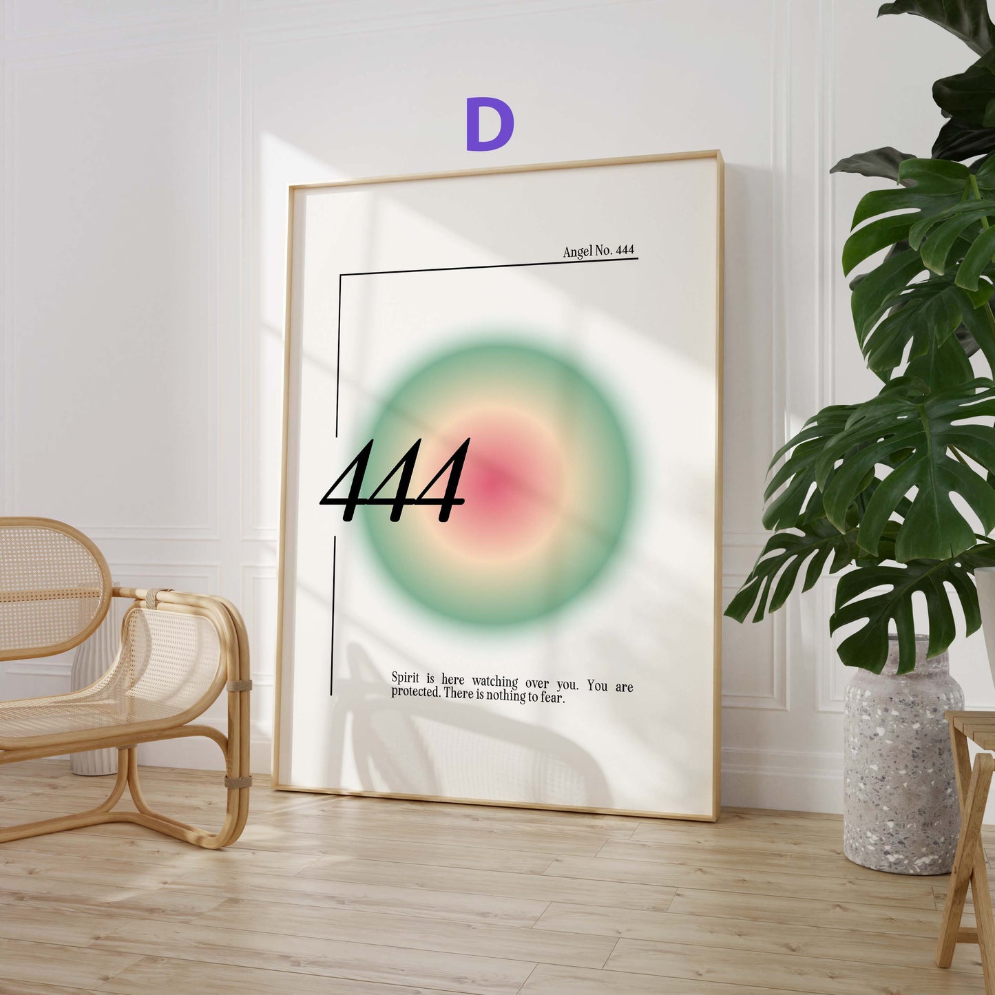 Engelszahlen Poster · Geschenkidee · Spirituelle Zahlenkunst mit Aura Farben · Meditation Deko · Dekoprint ohne Rahmen