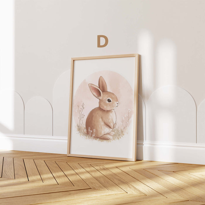 Häschen Poster mit Blumen und Kleidung für Kinderzimmer