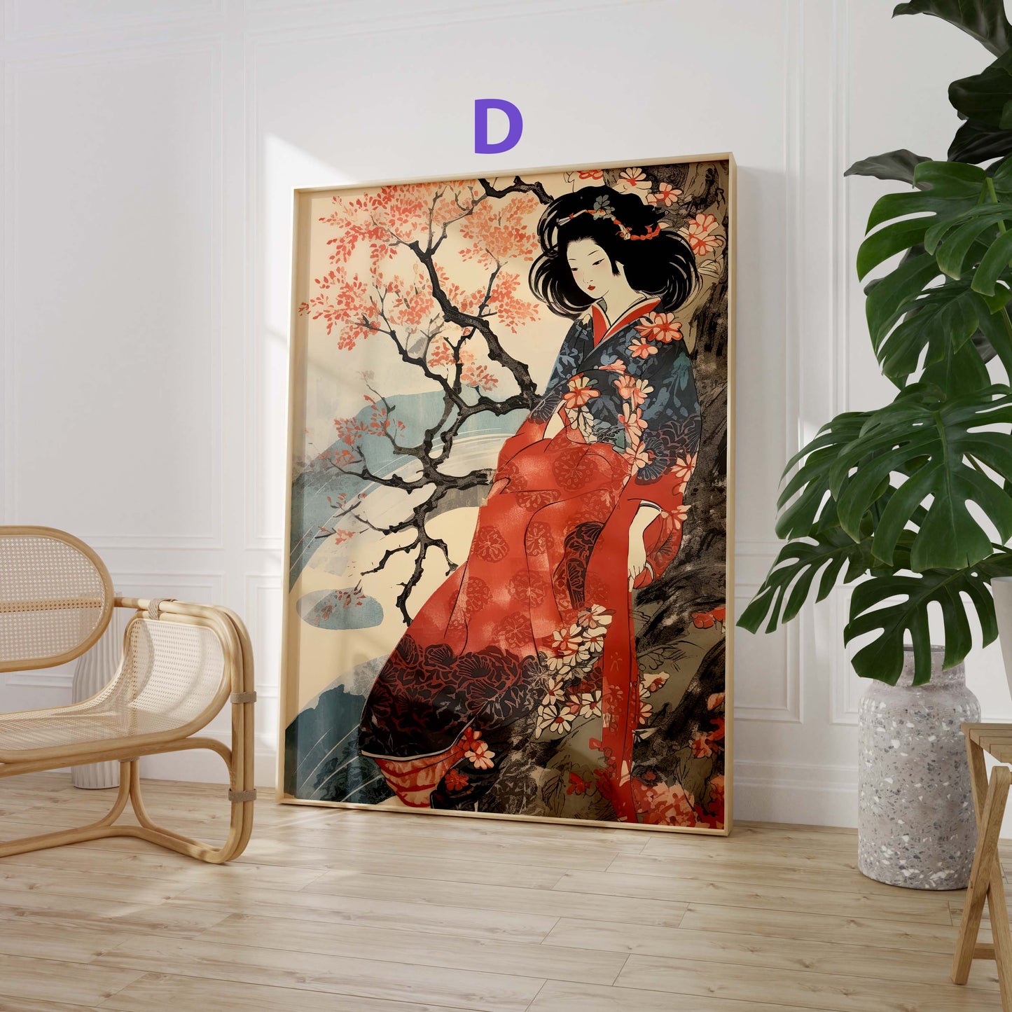 Japan Poster · Geschenkidee · Geisha Porträts Wellen und Zen Kunst · Dekoprint ohne Rahmen