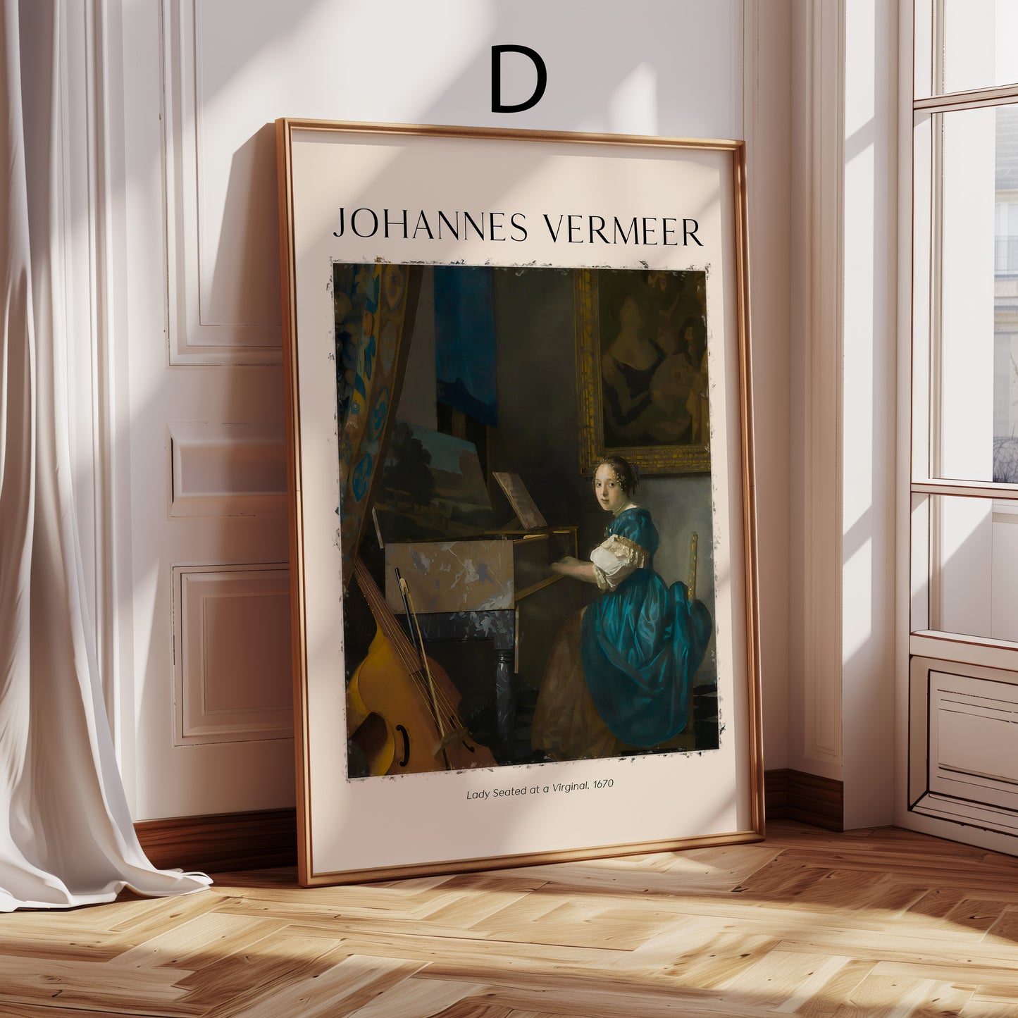 Johannes Vermeer Poster · Geschenkidee · Frau mit Papagei Straßenszene Malkunst Musik · Dekoprint ohne Rahmen