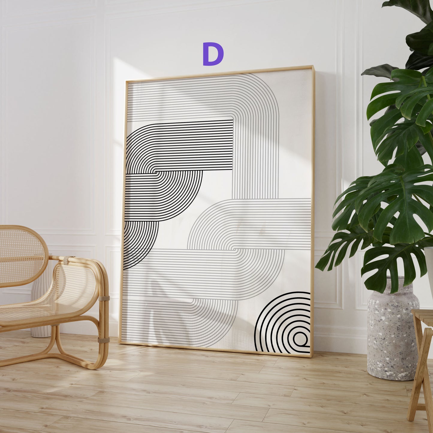 Abstrakte Linienkunst Poster · Geschenkidee · Minimalistische Beige Schwarz Geometrie · Dekoprint ohne Rahmen