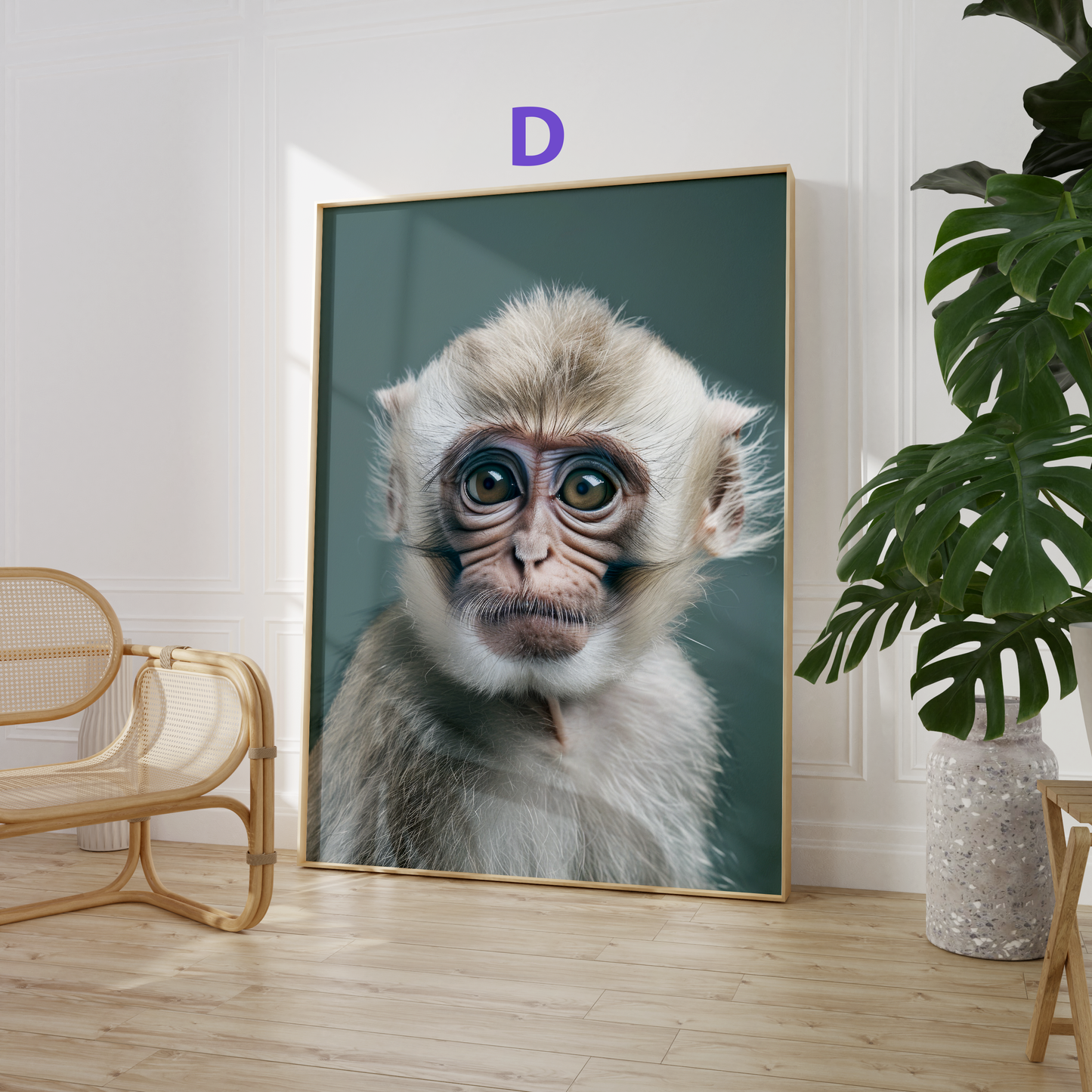 Süße Affen Poster · Geschenkidee · Affenbabys mit großen Augen · Dekoprint ohne Rahmen