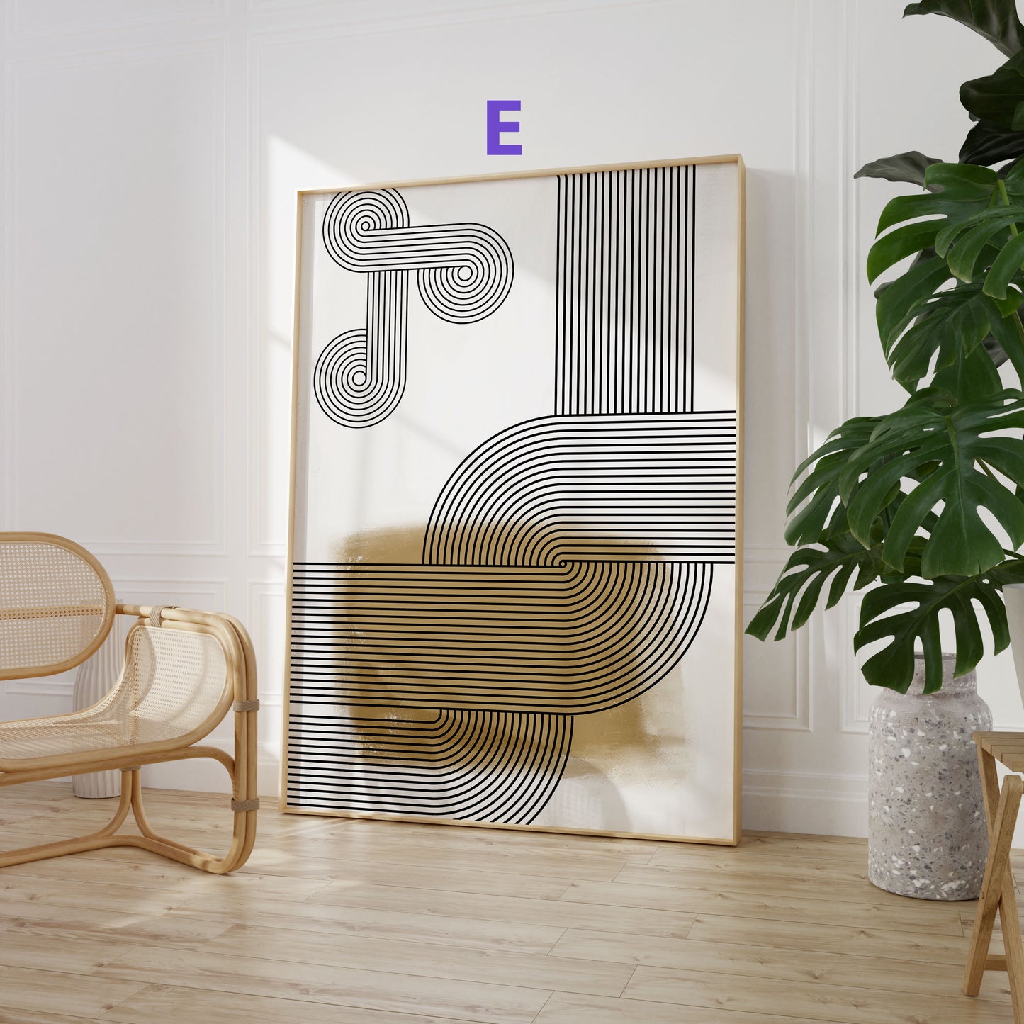 Abstrakte Linien Poster · Geschenkidee · Minimalistische Line Art in Beige und Schwarz · Dekoprint ohne Rahmen