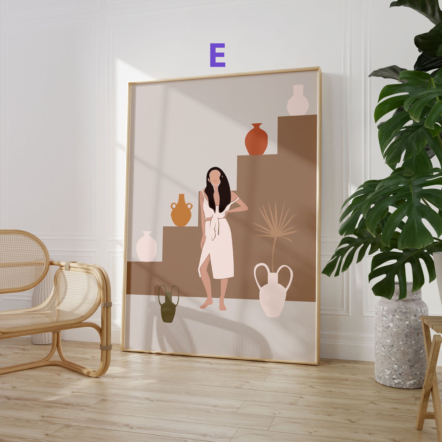 Boho Frauen Poster · Geschenkidee · Terrakotta, Wüstenkunst und Abstrakte Figuren · Dekoprint ohne Rahmen