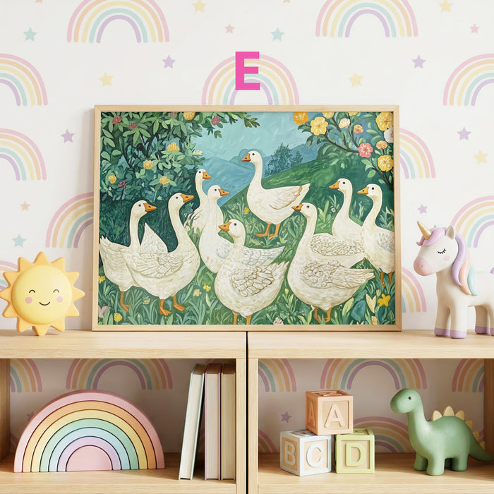 Bauernhof Tiere Poster – Hase, Schaf und Gans Deko