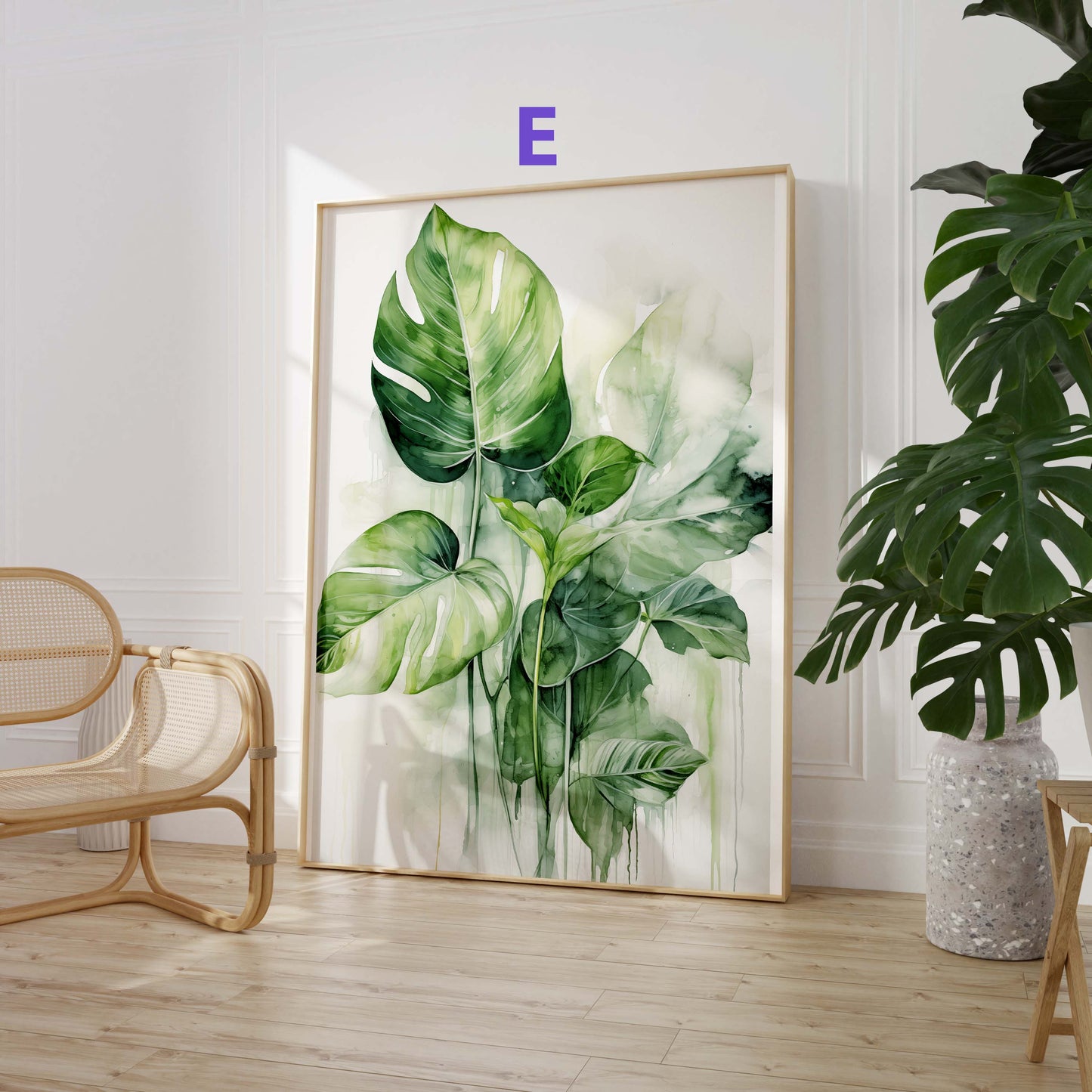 Botanik Poster · Geschenkidee · Monstera Kakteen und Tropische Pflanzen · Dekoprint ohne Rahmen