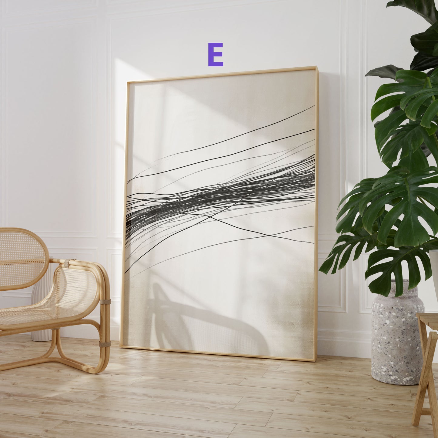 Abstrakte Linien Poster · Geschenkidee · Minimalistische Line Art in Beige, Schwarz und Naturtönen · Dekoprint ohne Rahmen