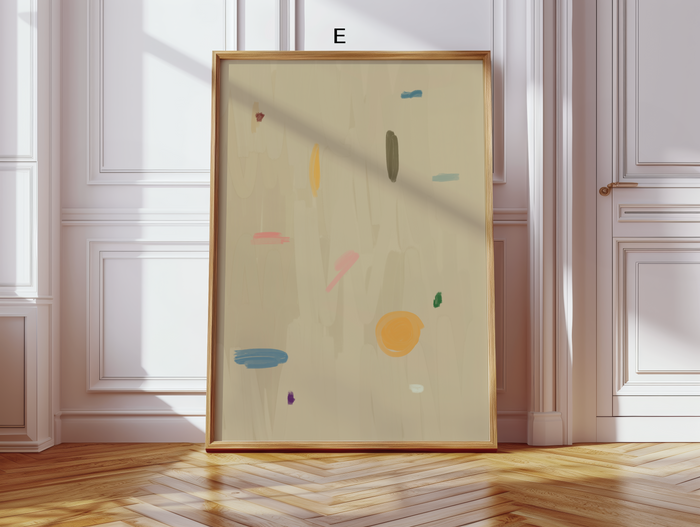 Mid-Century-Poster mit Palmen und Figuren