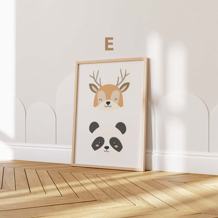 Süße Tiere Poster für Kinderzimmer mit Panda und Katze