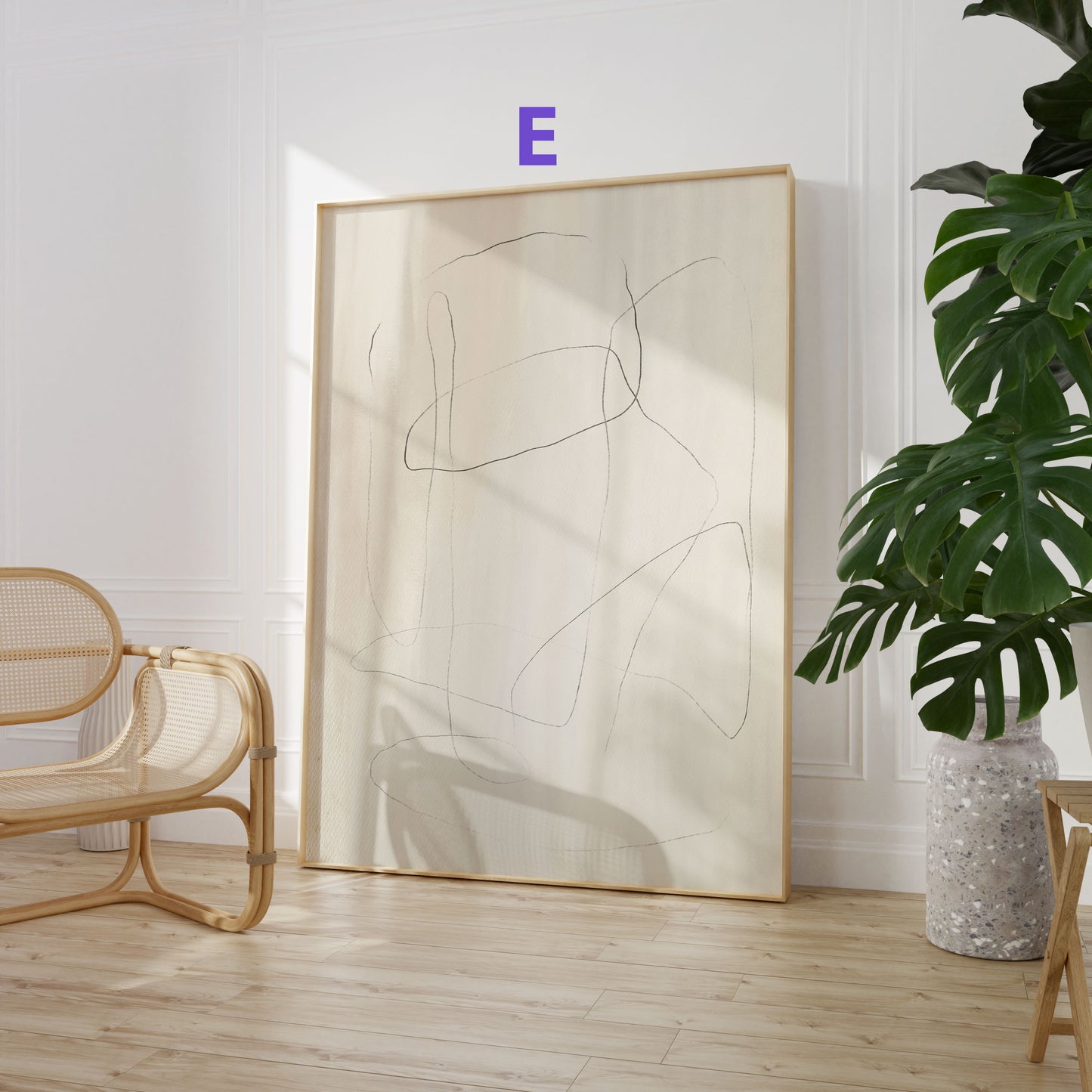 Abstrakte Minimalismus Poster · Geschenkidee · Beige Linienkunst und Organische Formen · Dekoprint ohne Rahmen