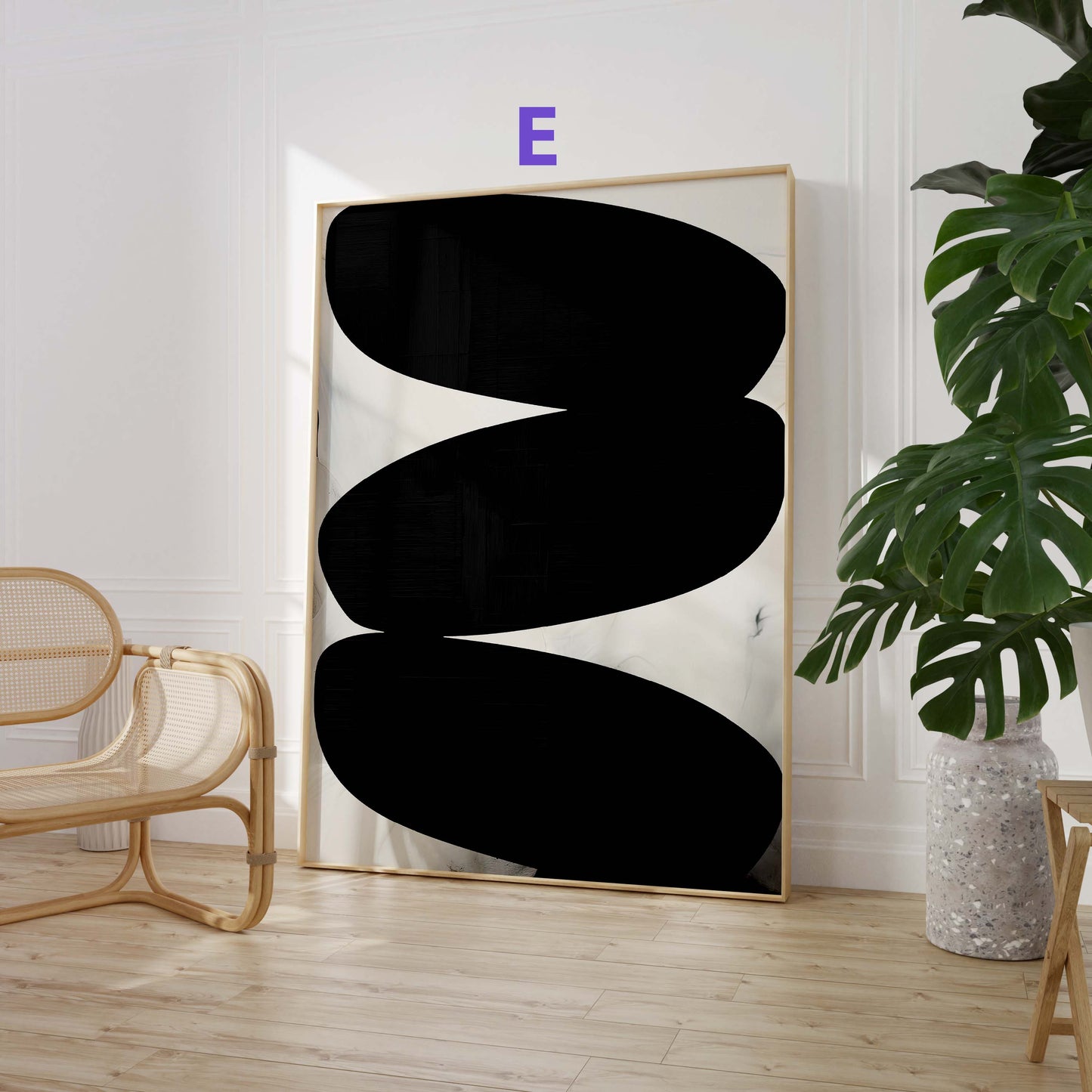 Abstrakte Poster Wanddeko · Minimalistische Beige Schwarz Kunst · Moderne Geometrische Wohnzimmer Bilder · Print ohne Rahmen