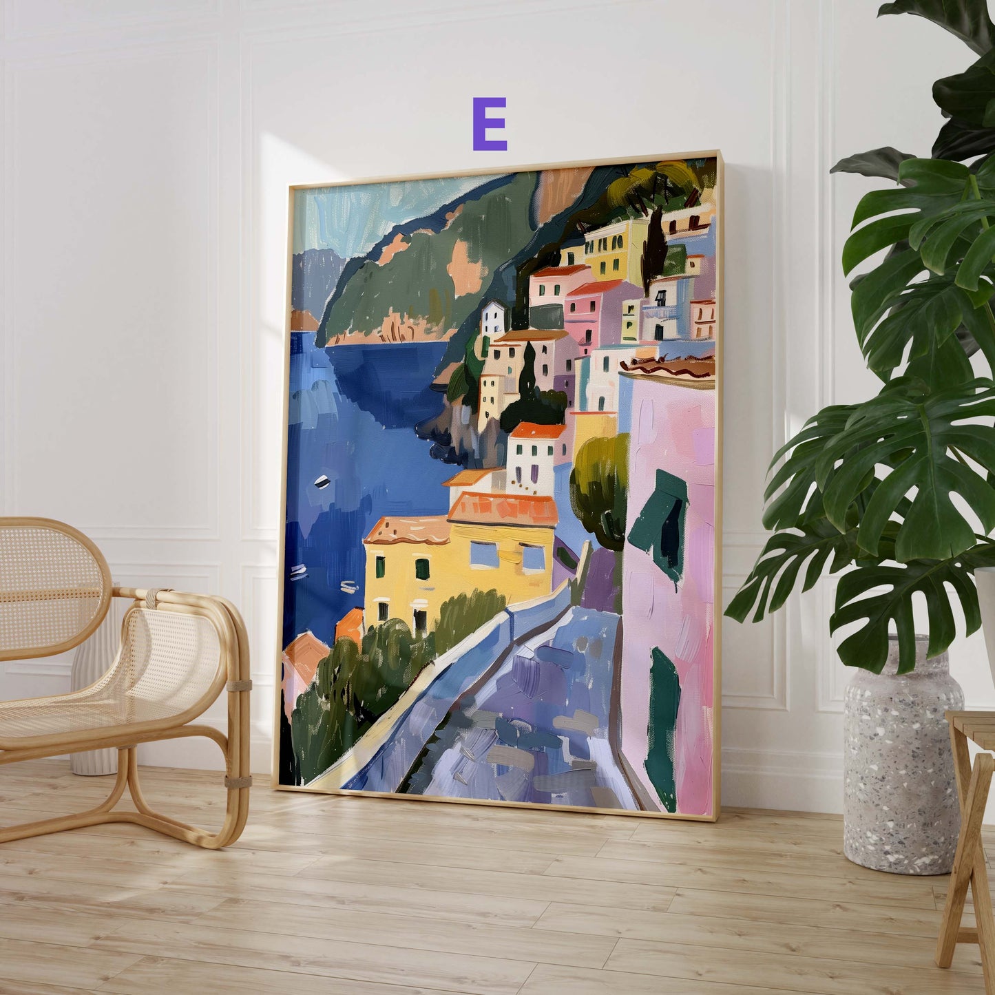 Mediterrane Kunst Poster · Geschenkidee · Frauen Küste Mediterrane Landschaften achtsame Momente · Dekoprint ohne Rahmen
