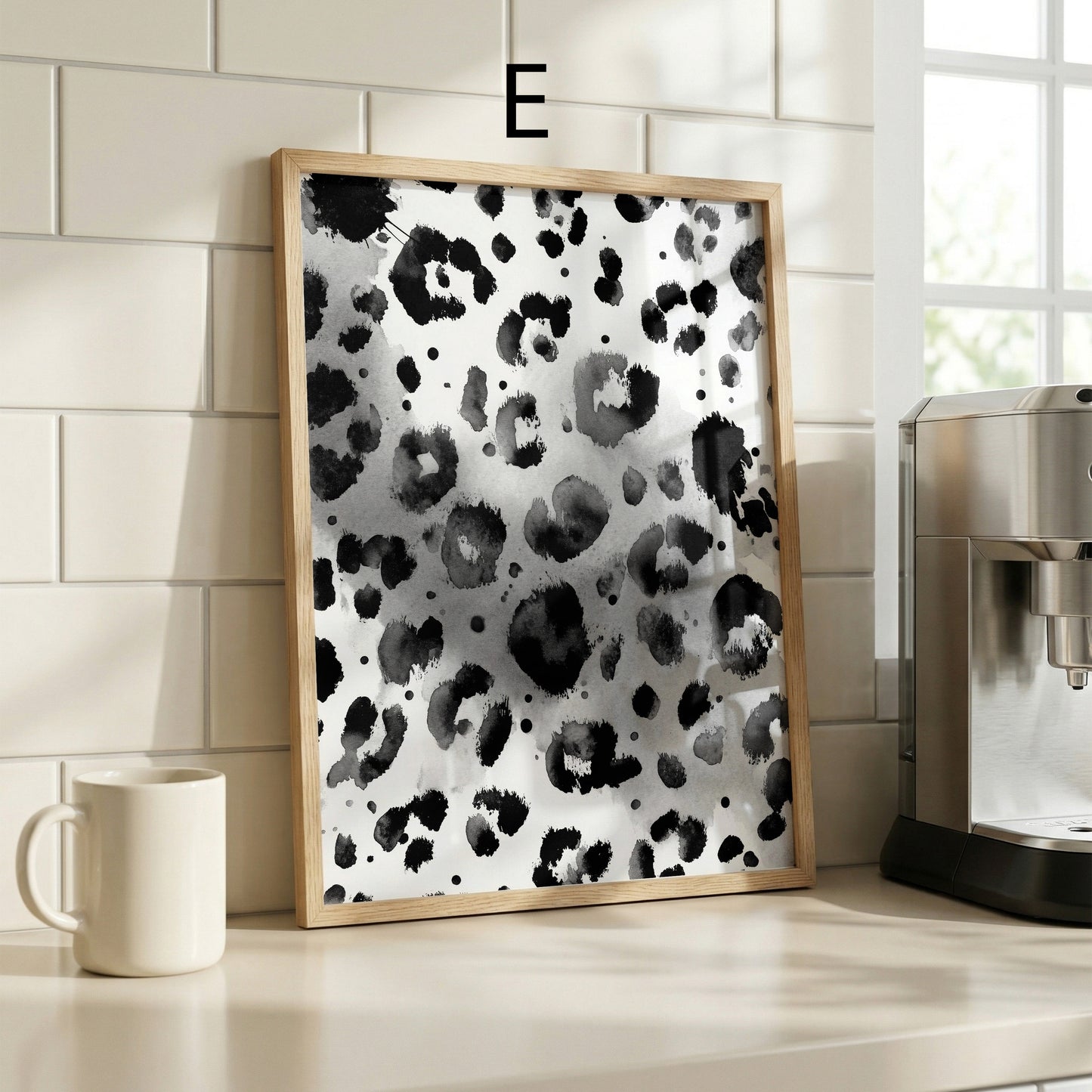 Tiermuster Poster · Geschenkidee · Monochrome und Braune Tierfell Muster Leopard Flecken und Tiger Texturen · Dekoprint ohne Rahmen