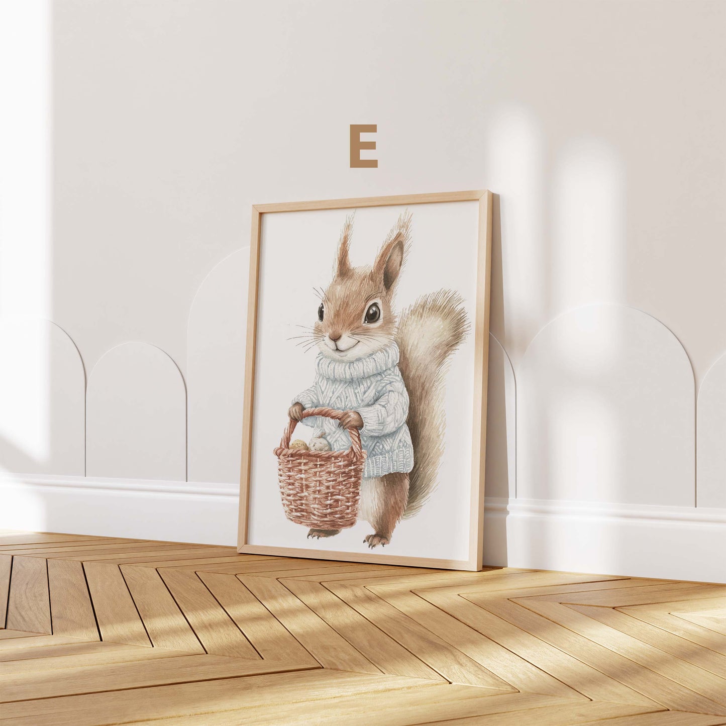 Niedliches Waldtier Poster · Geschenkidee · Aquarell Illustration mit Fuchs Waschbär Eichhörnchen und Reh · Kinderzimmer Wanddeko · Print ohne Rahmen