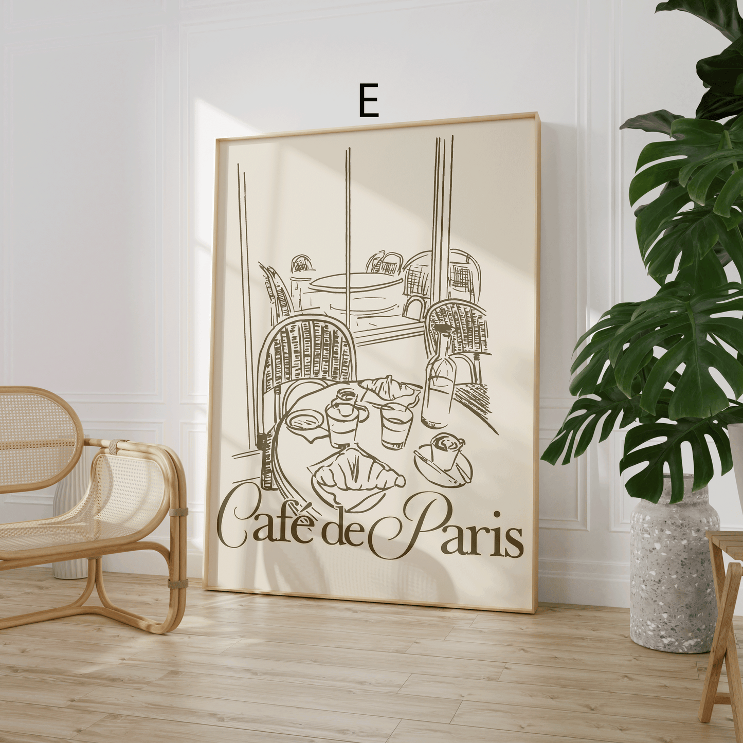 Paris Poster · Geschenkidee · Französische Typografie Café Eiffelturm Illustration · Dekoprint ohne Rahmen