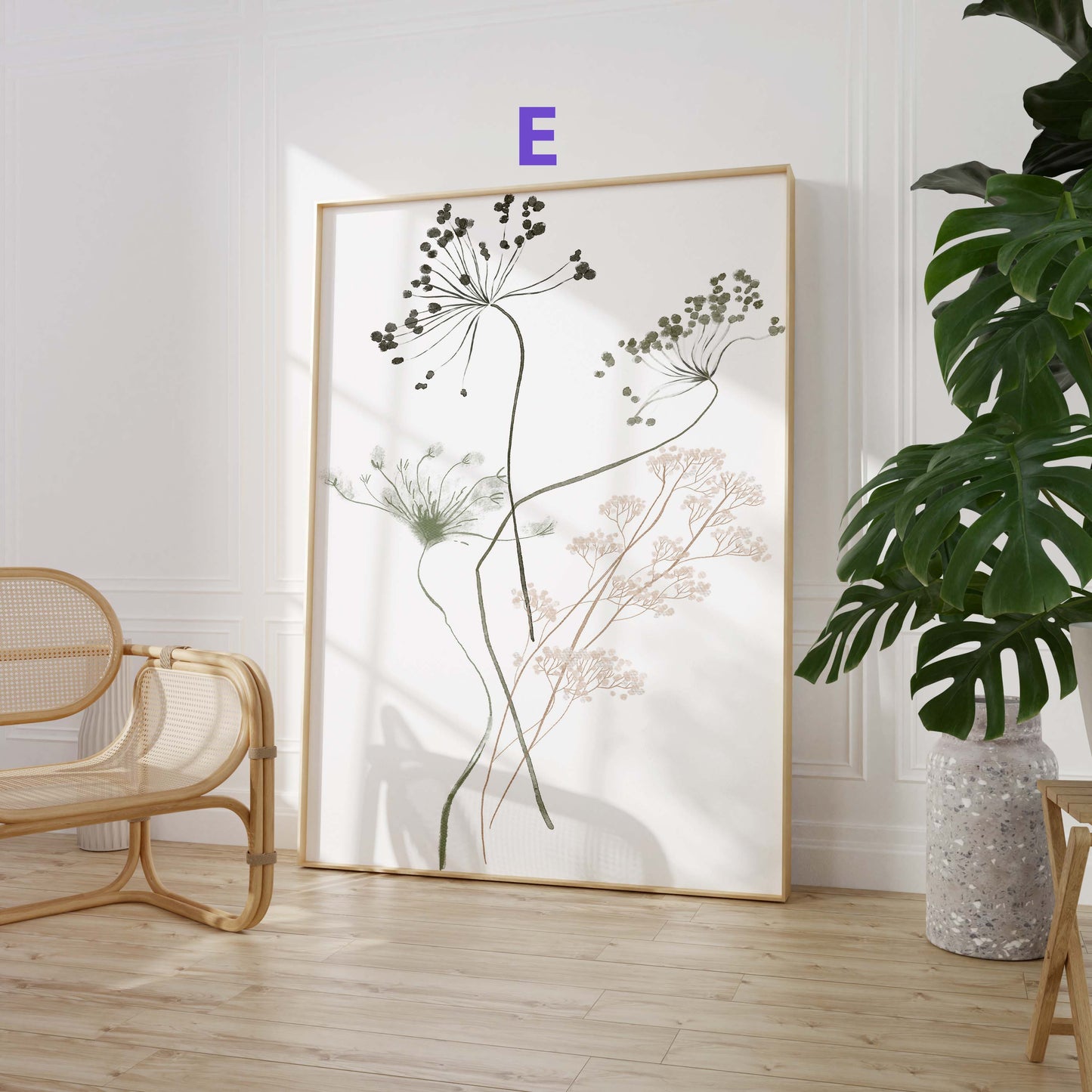 Zarte Blumen Poster · Geschenkidee · Pastellfarbene Wildblumen und botanische Pflanzenillustration · Dekoprint ohne Rahmen