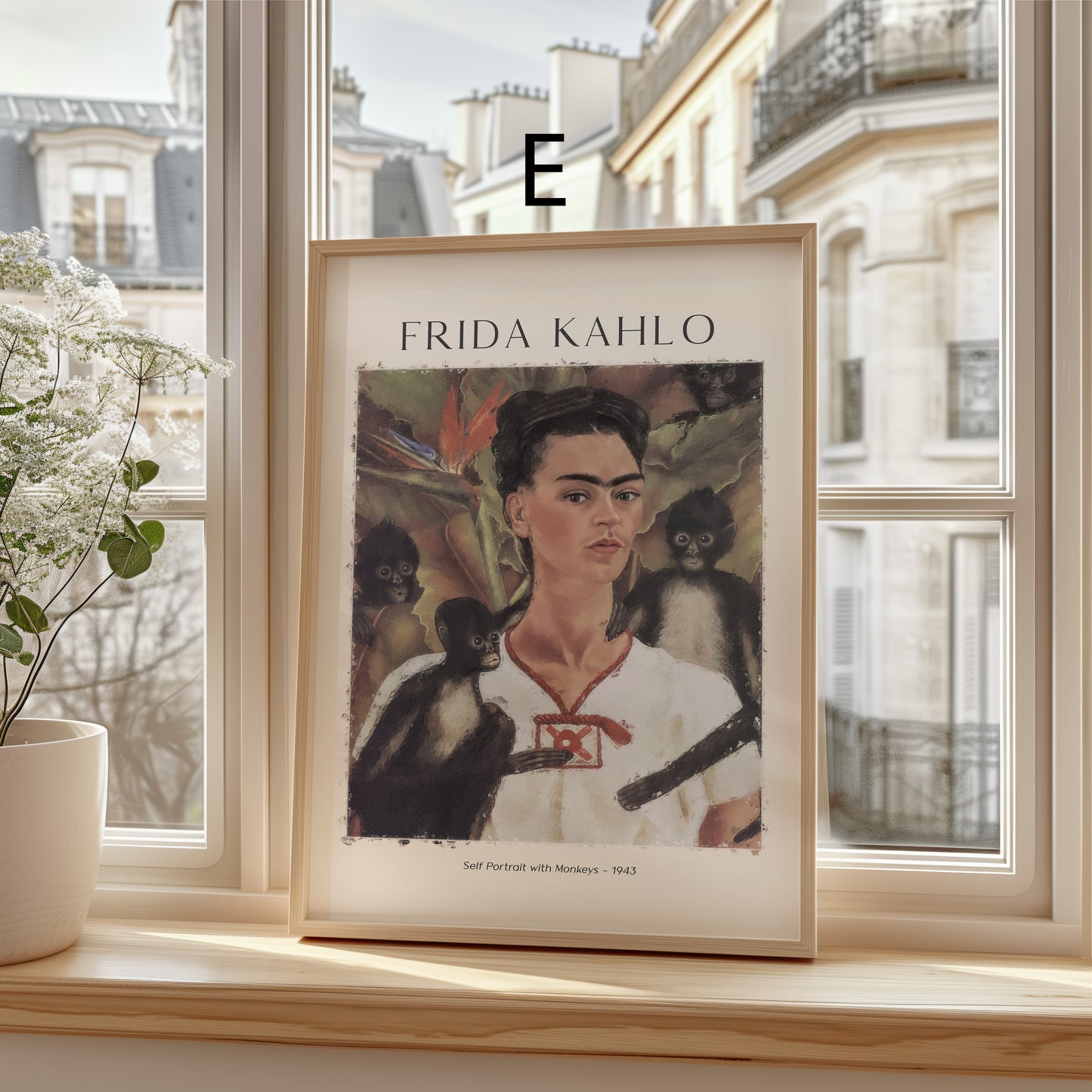 Frida Kahlo Kunst Poster · Geschenkidee · Selbstporträts Papageien Affen Mexikanische Ikonen · Dekoprint ohne Rahmen