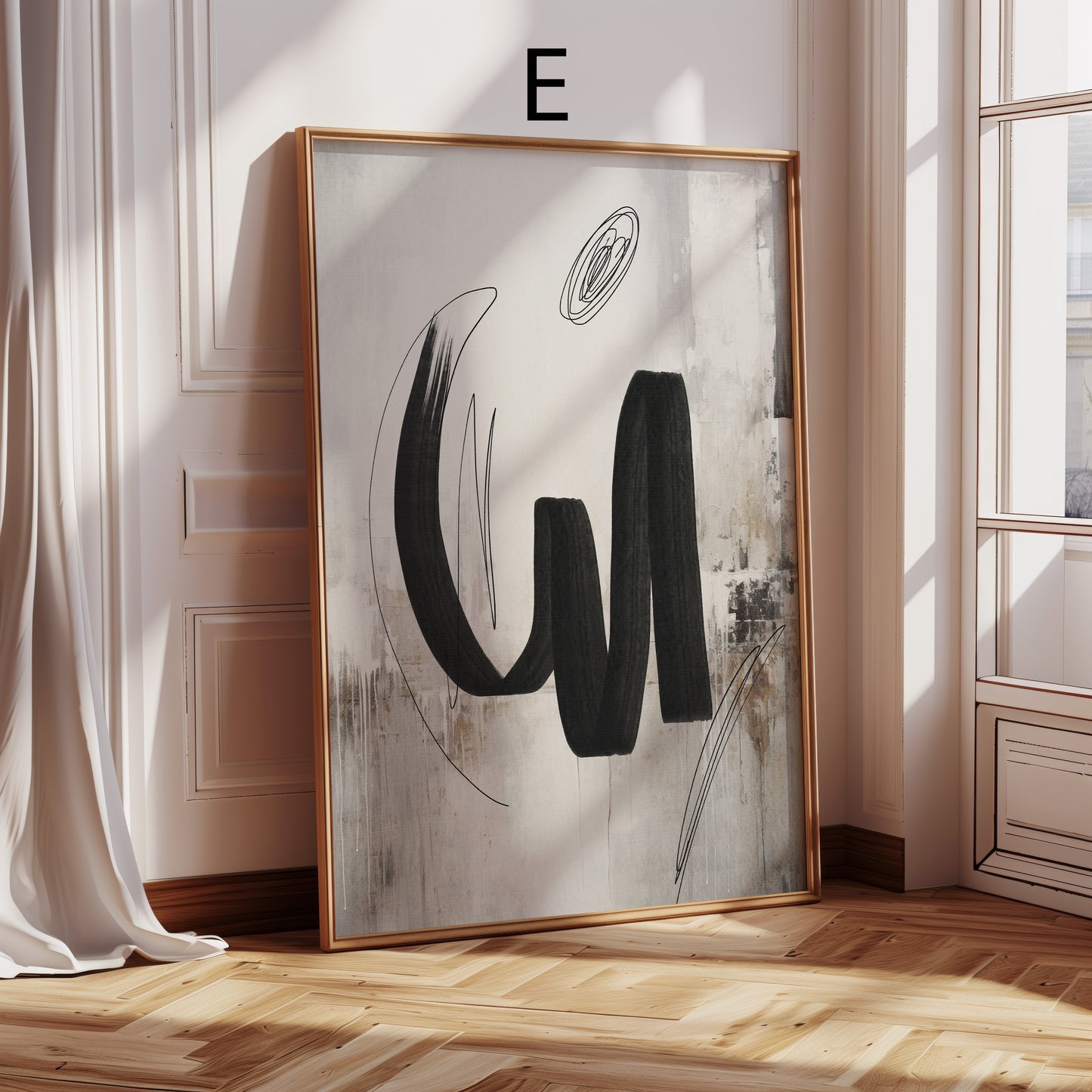 Abstrakte Kunst Poster · Geschenkidee · Schwarze Pinselstriche Struktur Minimalistische Wandkunst · Dekoprint ohne Rahmen