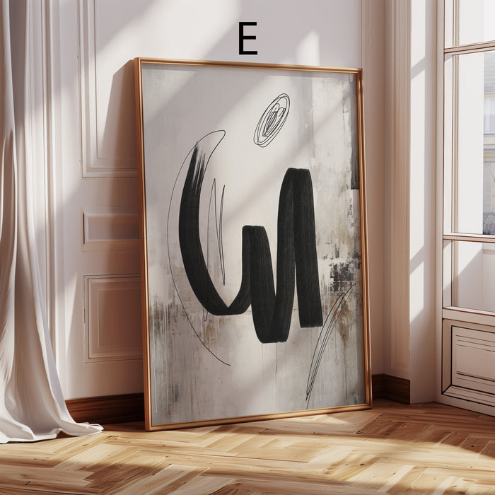 Poster mit schwarzen Pinselstrichen