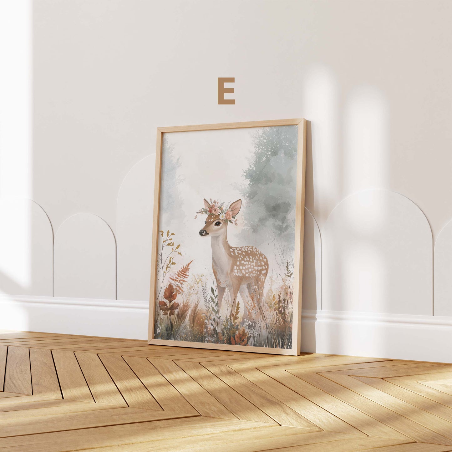 Niedliche Waldtiere Kinderzimmer Poster · Aquarell Reh Fuchs Waschbär Hase · Babyzimmer Wanddeko · Print ohne Rahmen
