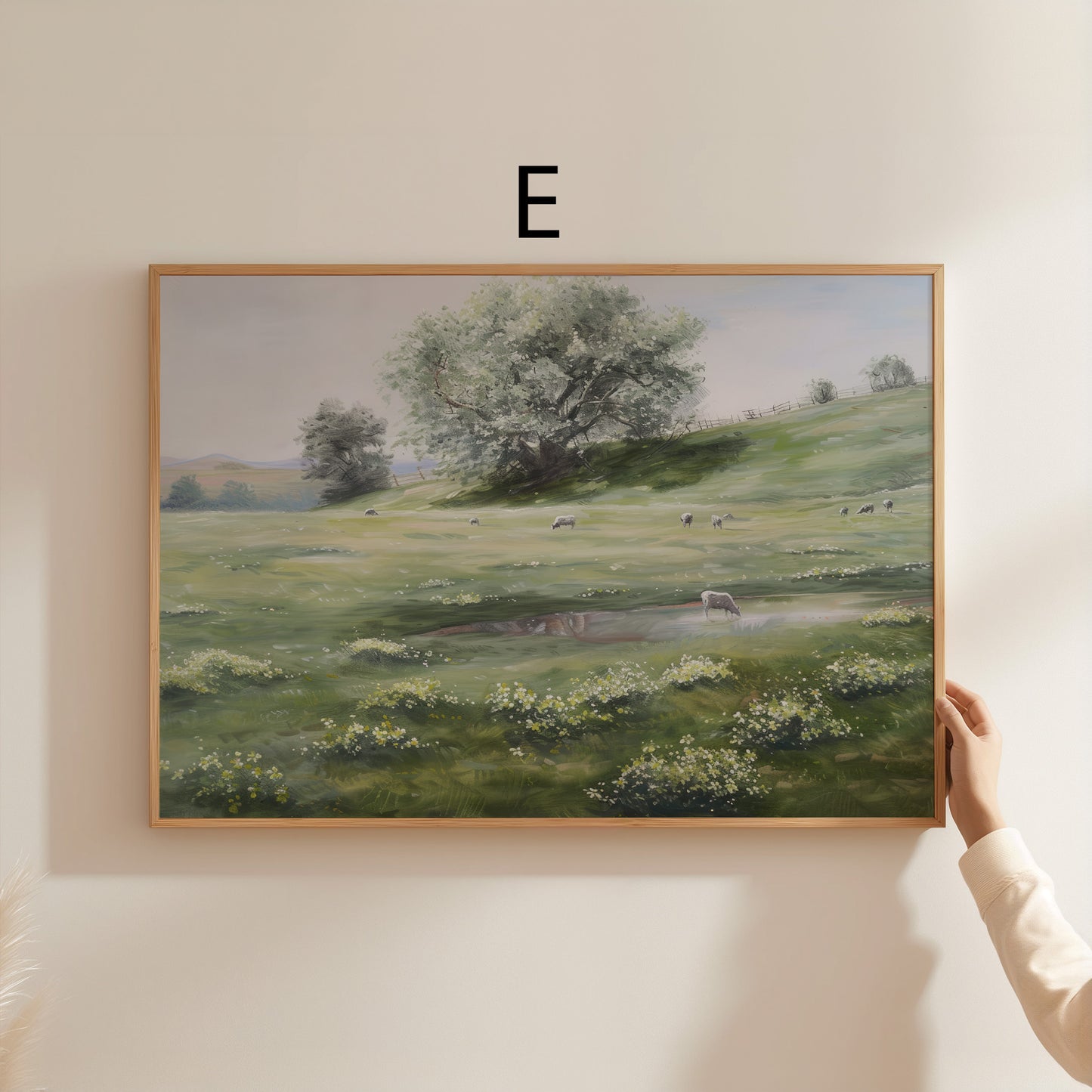 Moderne Natur Poster · Geschenkidee · Wald Blumenzeichnung Hase Herbstlandschaft · Dekoprint ohne Rahmen