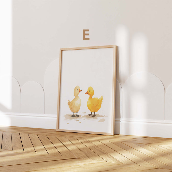 Hasen Poster mit Pastellblumen fürs Kinderzimmer