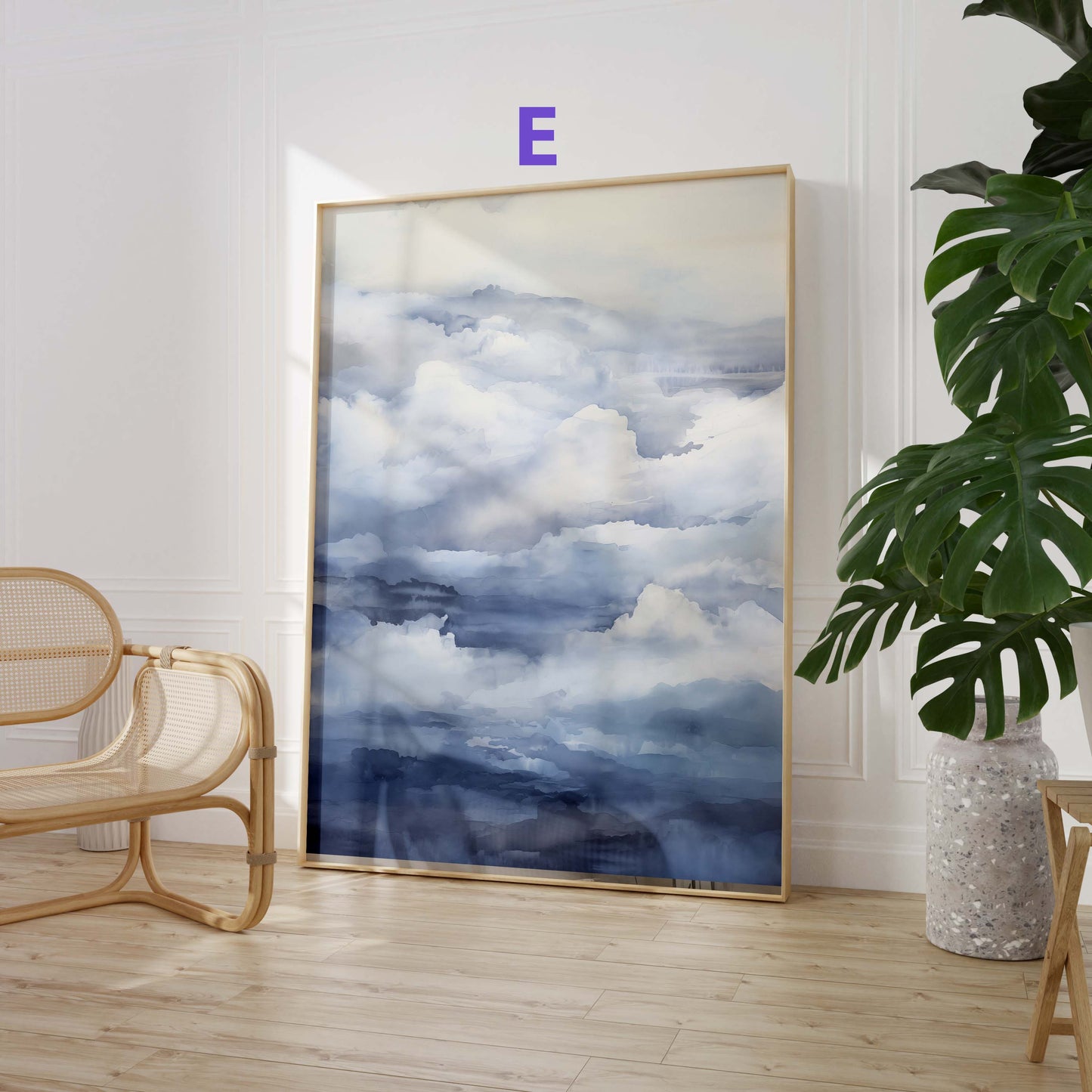 Aquarell Natur Poster · Geschenkidee · Nebelberge Küstenlandschaften Wolkenmeer und Waldmotive für Wohnzimmer · Print ohne Rahmen