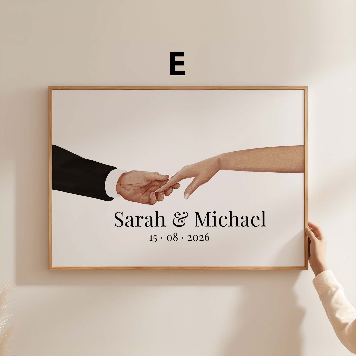 Hände Verbindung Paar Hochzeit Poster · Geschenkidee · Personalisierte Namen Datum Verlobung Liebe Illustration · Print ohne Rahmen