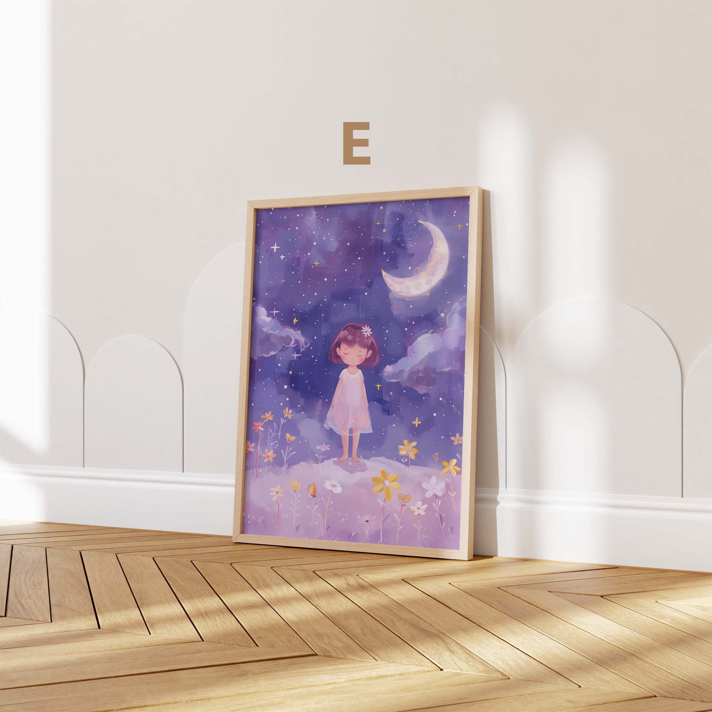 Mädchen Kinderzimmer Poster · Geschenkidee · Märchenhafte Illustration mit Einhorn und Katzen · Kinderzimmer Deko · Dekoprint ohne Rahmen