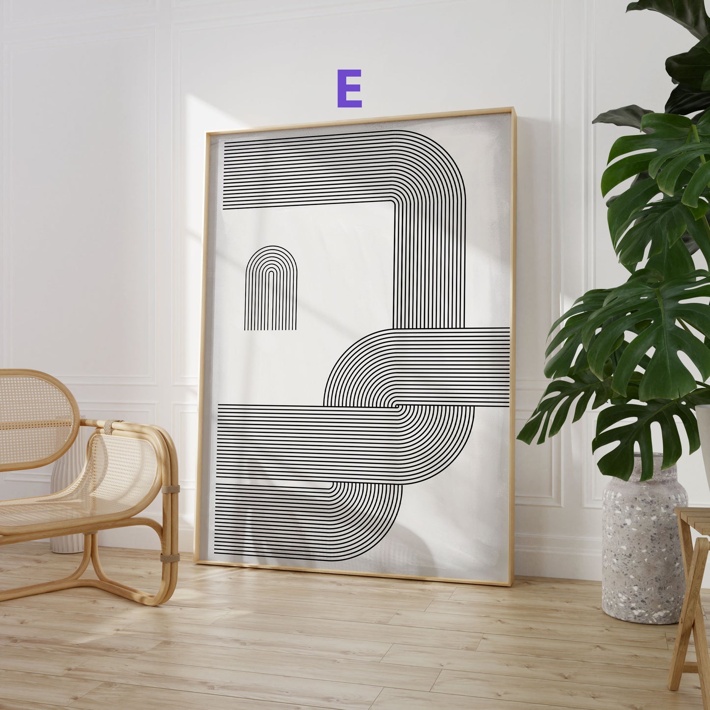Geometrische Linien Poster · Geschenkidee · Abstrakte minimalistische Bögen in Schwarz, Beige und Grau · Dekoprint ohne Rahmen