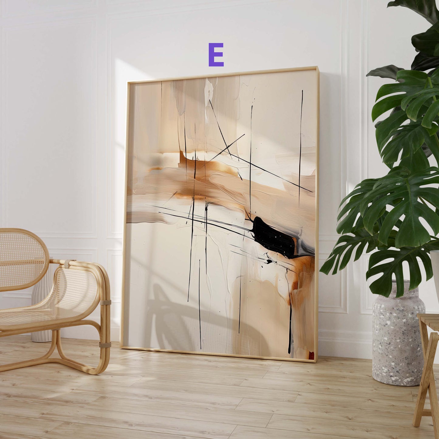 Moderne Abstrakte Kunst Poster · Geschenkidee · Geometrische Schwarz Beige Wandbilder für Wohnzimmer Büro Schlafzimmer · Print ohne Rahmen