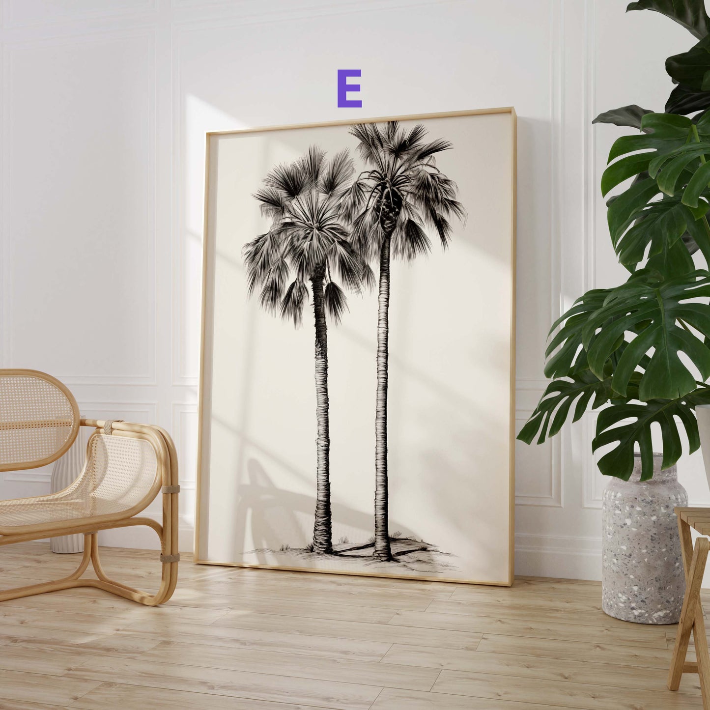 Safari Dschungel Poster · Geschenkidee · Faultier, Elefant und Tropische Pflanzen · Wohnzimmer Dekoprint ohne Rahmen