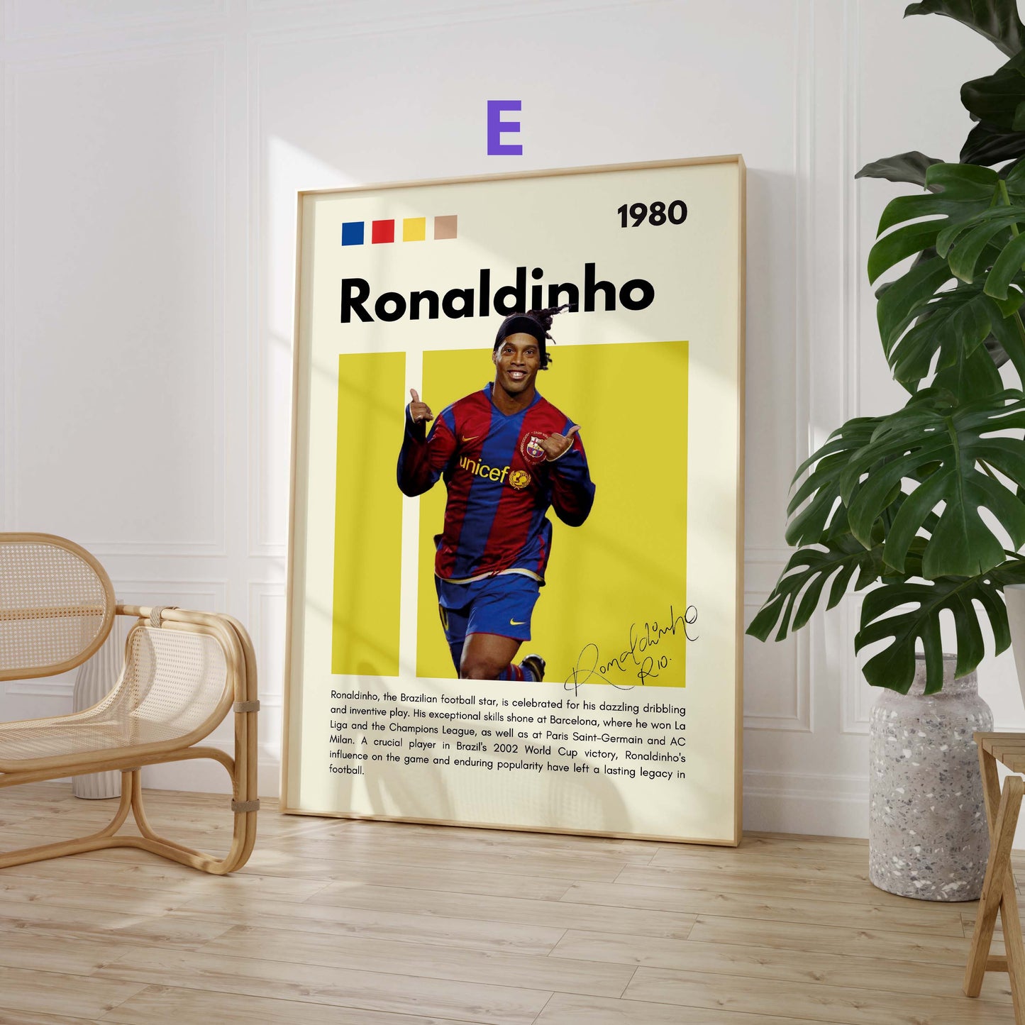 Fußball Legenden Poster · Ronaldo Benzema Neuer Beckham Ronaldinho Zidane · Sport Wanddeko · Dekoprint ohne Rahmen