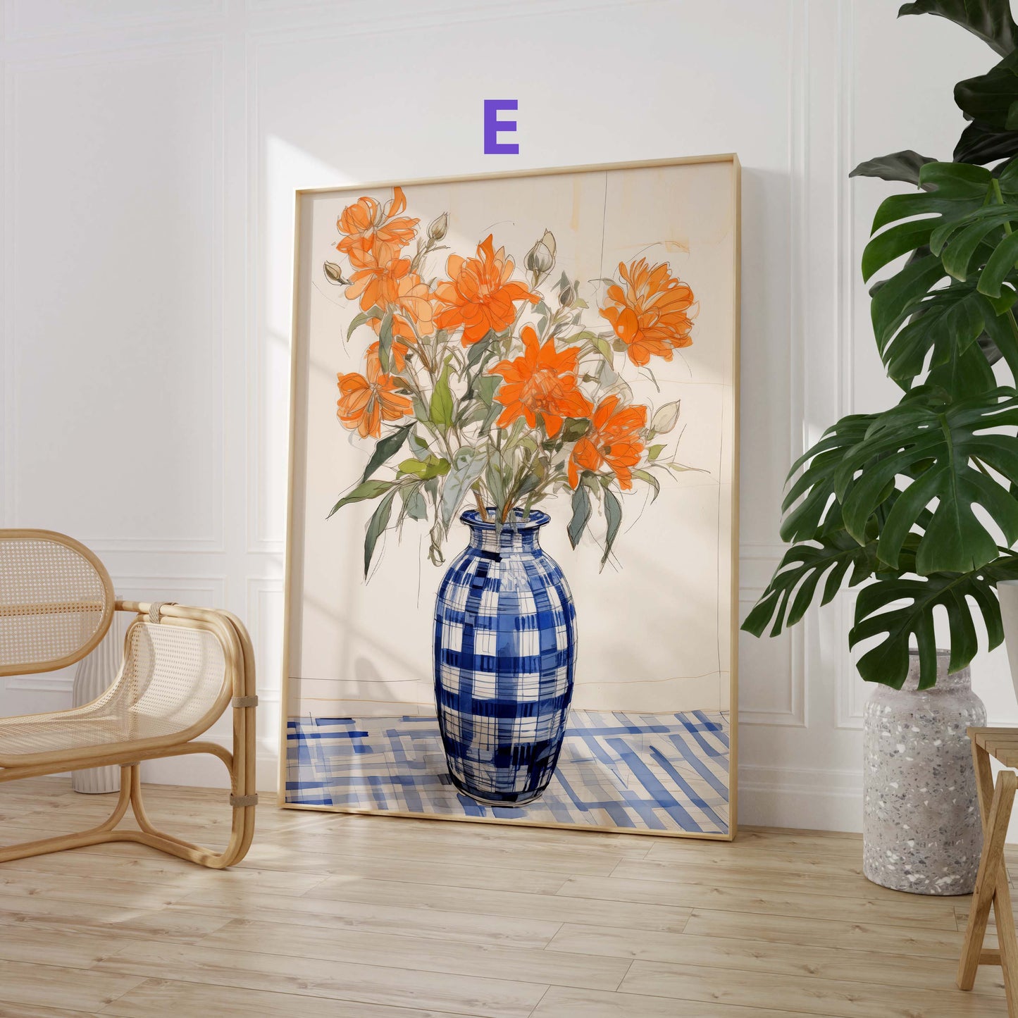 Blumen Poster · Geschenkidee · Farbenfrohe Blumenvasen und Künstlerische Floralkunst im Modernen Stil · Dekoprint ohne Rahmen