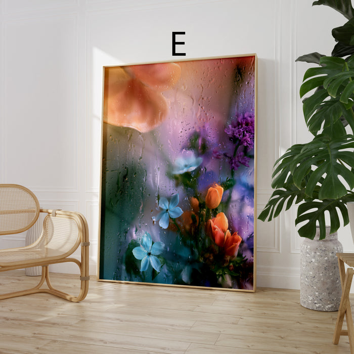 Geschenkidee · Blumen hinter Glas und Flachbild Fotografie Poster Ästhetische Prints · Dekoprint ohne Rahmen | JUSTGOODMOOD