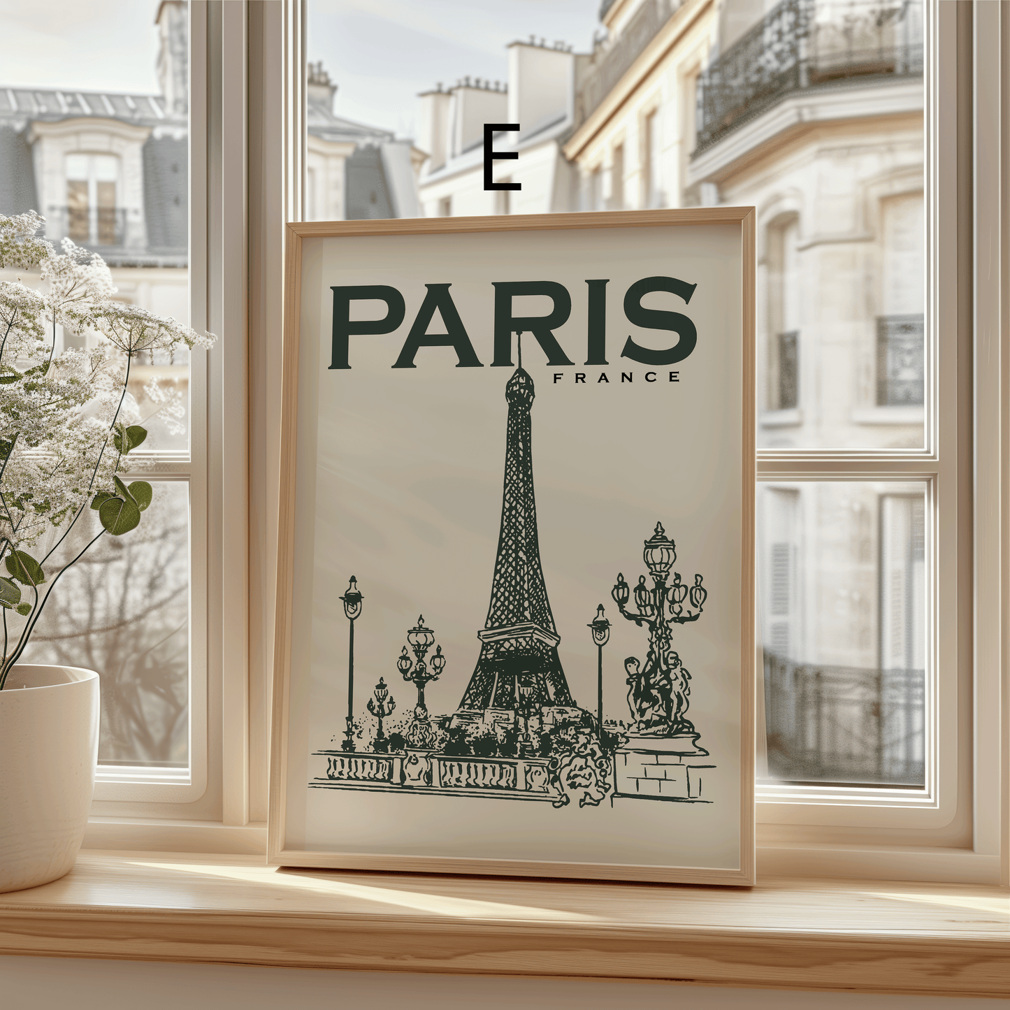 Paris Poster · Geschenkidee · Eiffelturm Café Vintage Stadtillustration · Dekoprint ohne Rahmen