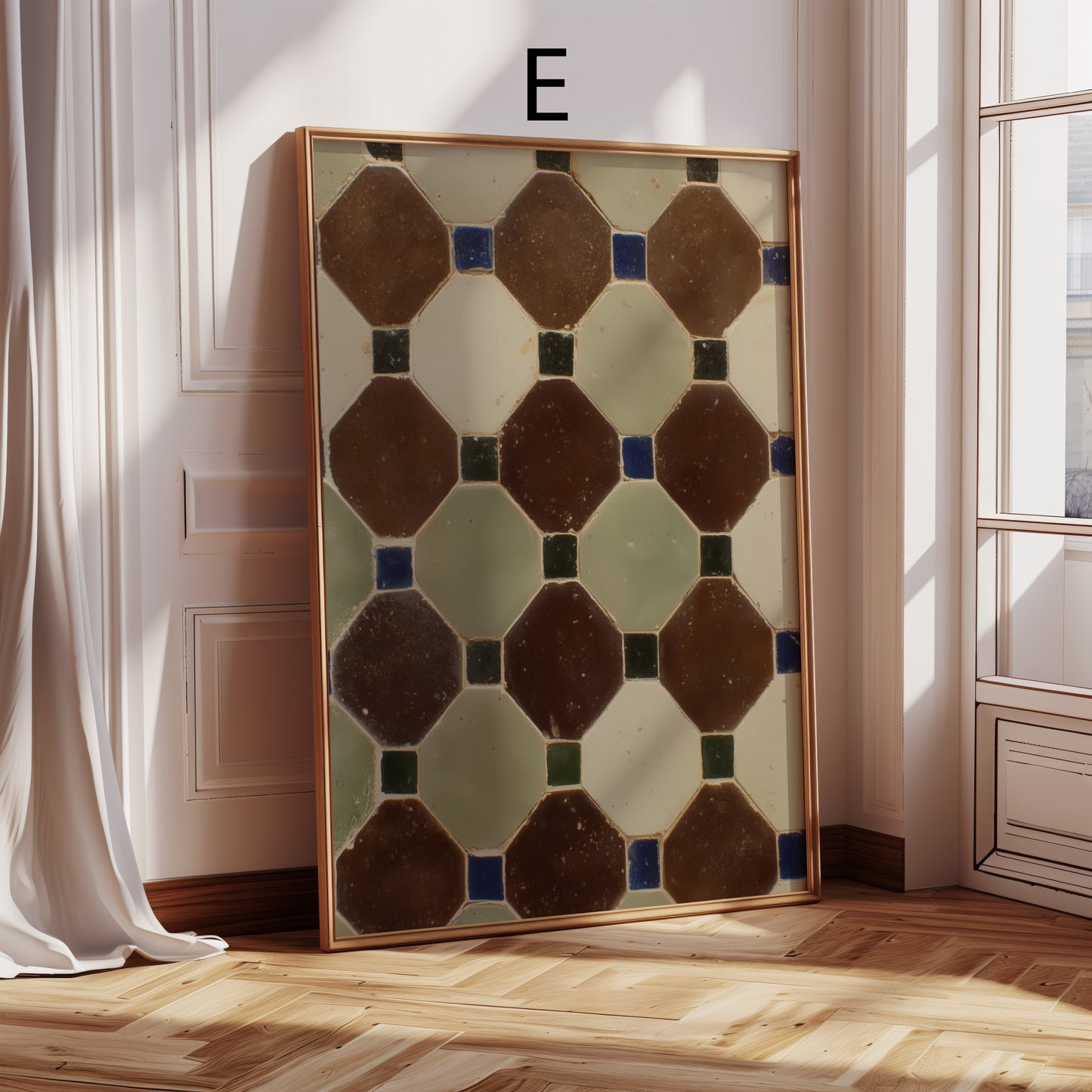 Fliesen Design Poster · Geschenkidee · Mediterrane Fliesen Retro-Muster Abstrakte Texturen · Dekoprint ohne Rahmen